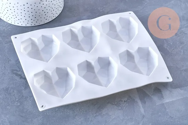 Gingerlily Moule silicone 6 coeurs 22cm résine G5944