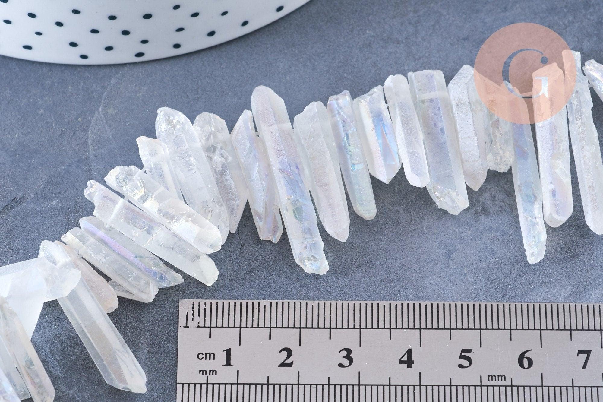 Gingerlily Perles cristal de roche irisé 20-50mm lot 10