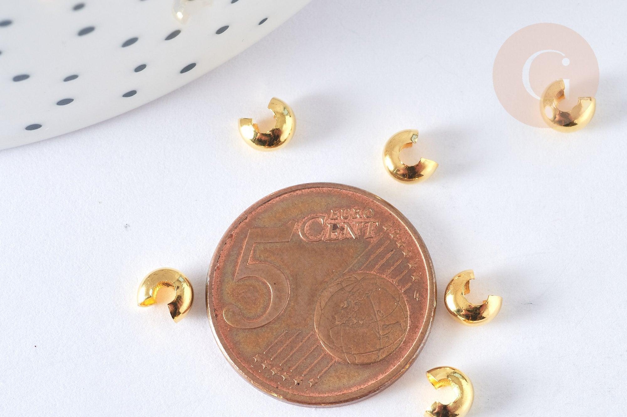 Gingerlily Apprêts Caches perles à écraser laiton doré 4mm x50