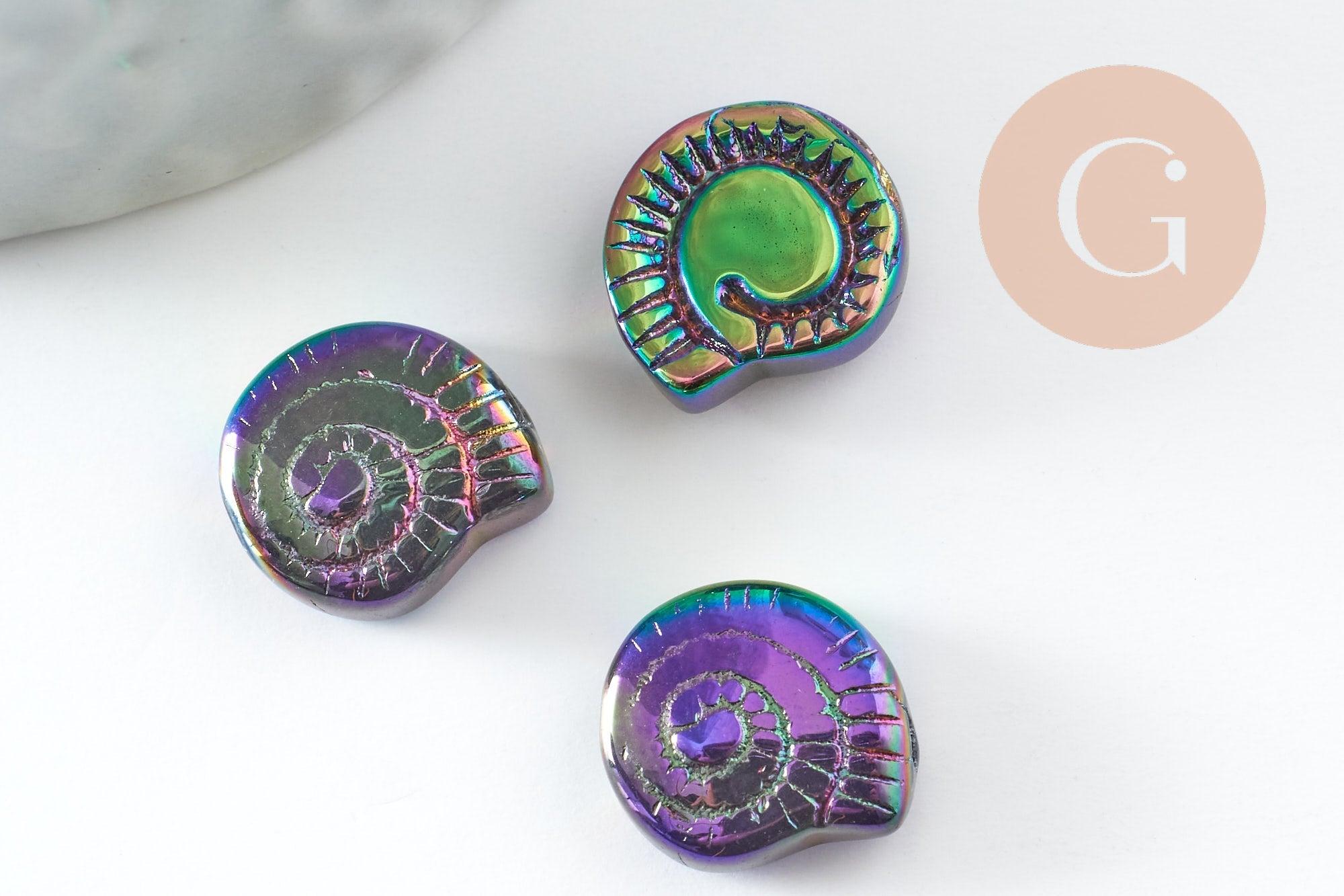 Gingerlily Perle coquillage verre bleu irisé 12mm x5