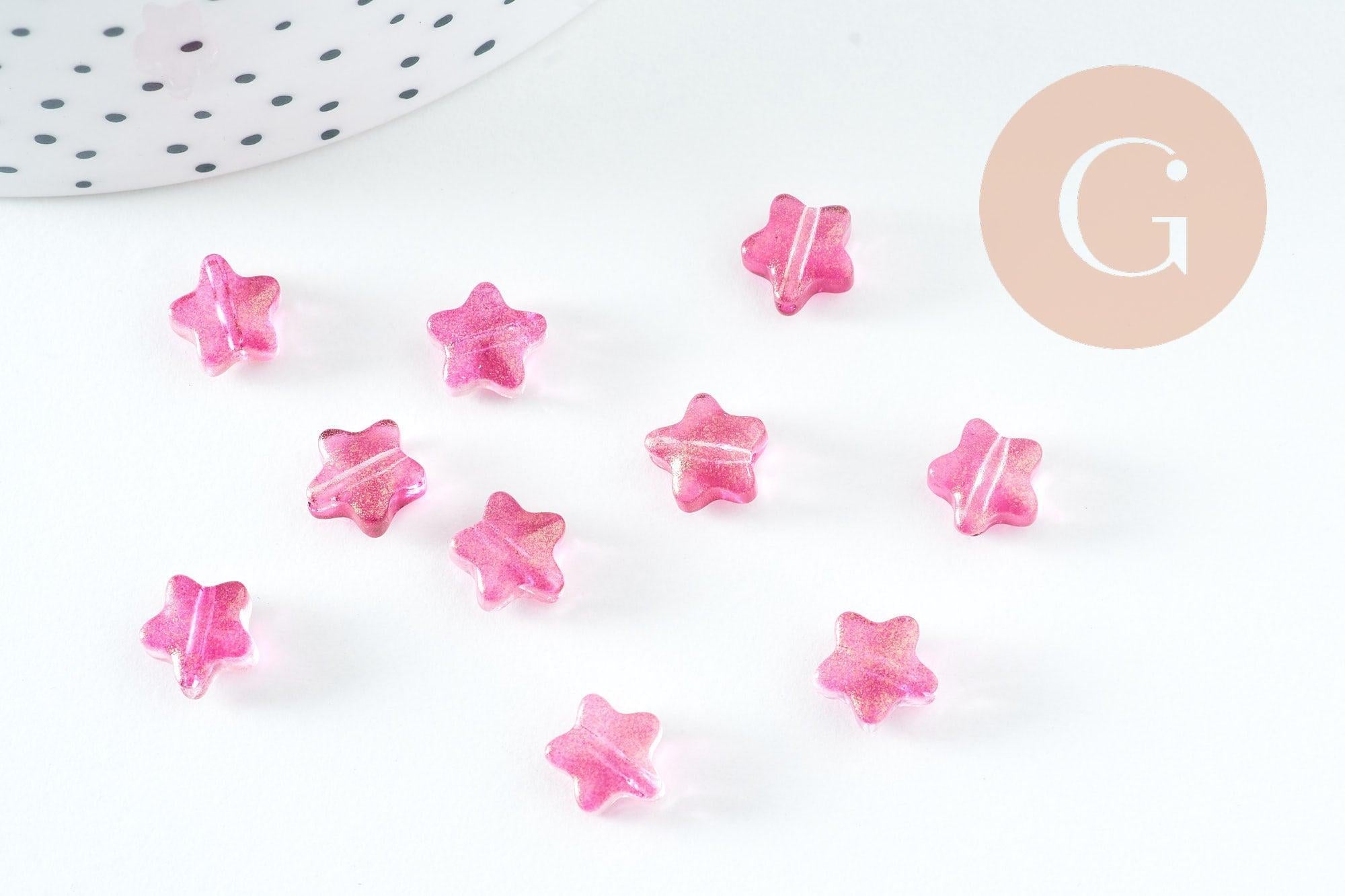 Gingerlily Perles Étoile Fuchsia Doré Imitation Jade 8mm x10