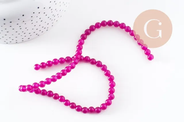 Gingerlily Perle ronde G10196 jade rose fuchsia 6mm fil 37,5cm