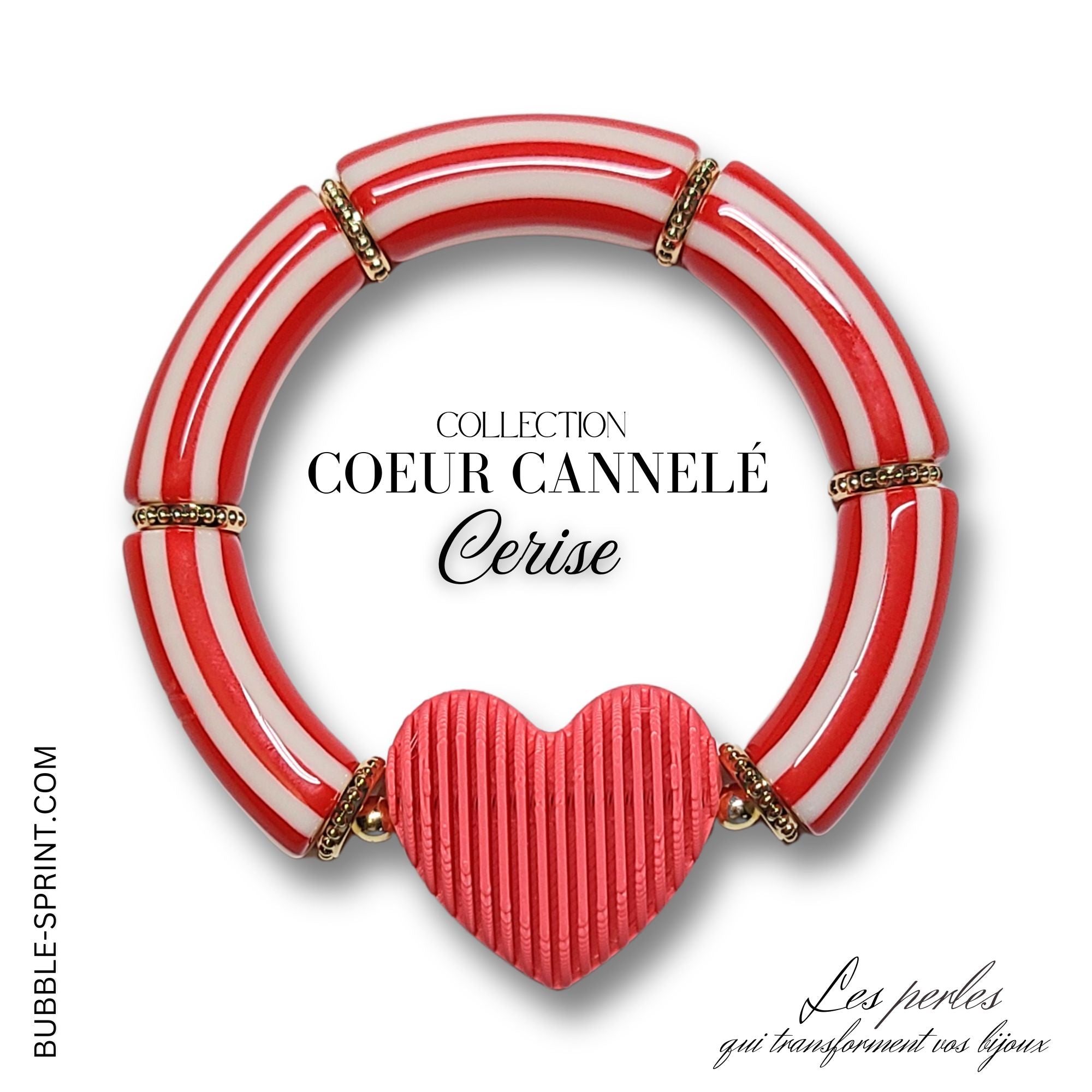 ARTSHOP Prêts-à-porter Cœurs Cannelés bracelet cerise KIT