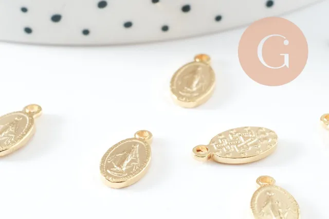 Gingerlily Pendentifs G9943 médaille Vierge acier doré 12mm x2