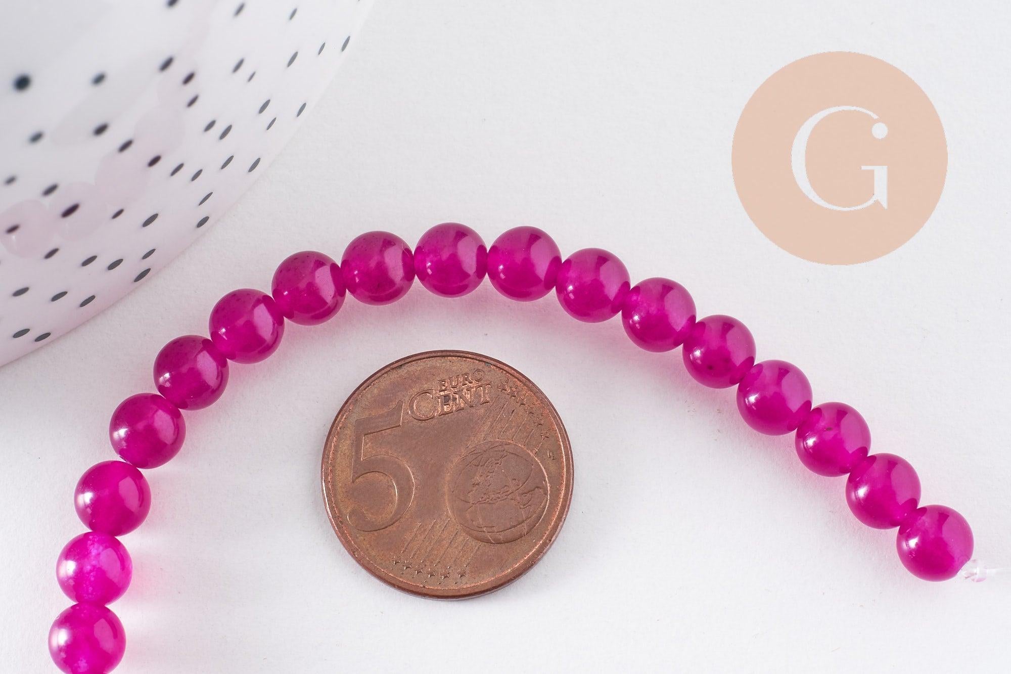 Gingerlily Perle ronde G10196 jade rose fuchsia 6mm fil 37,5cm