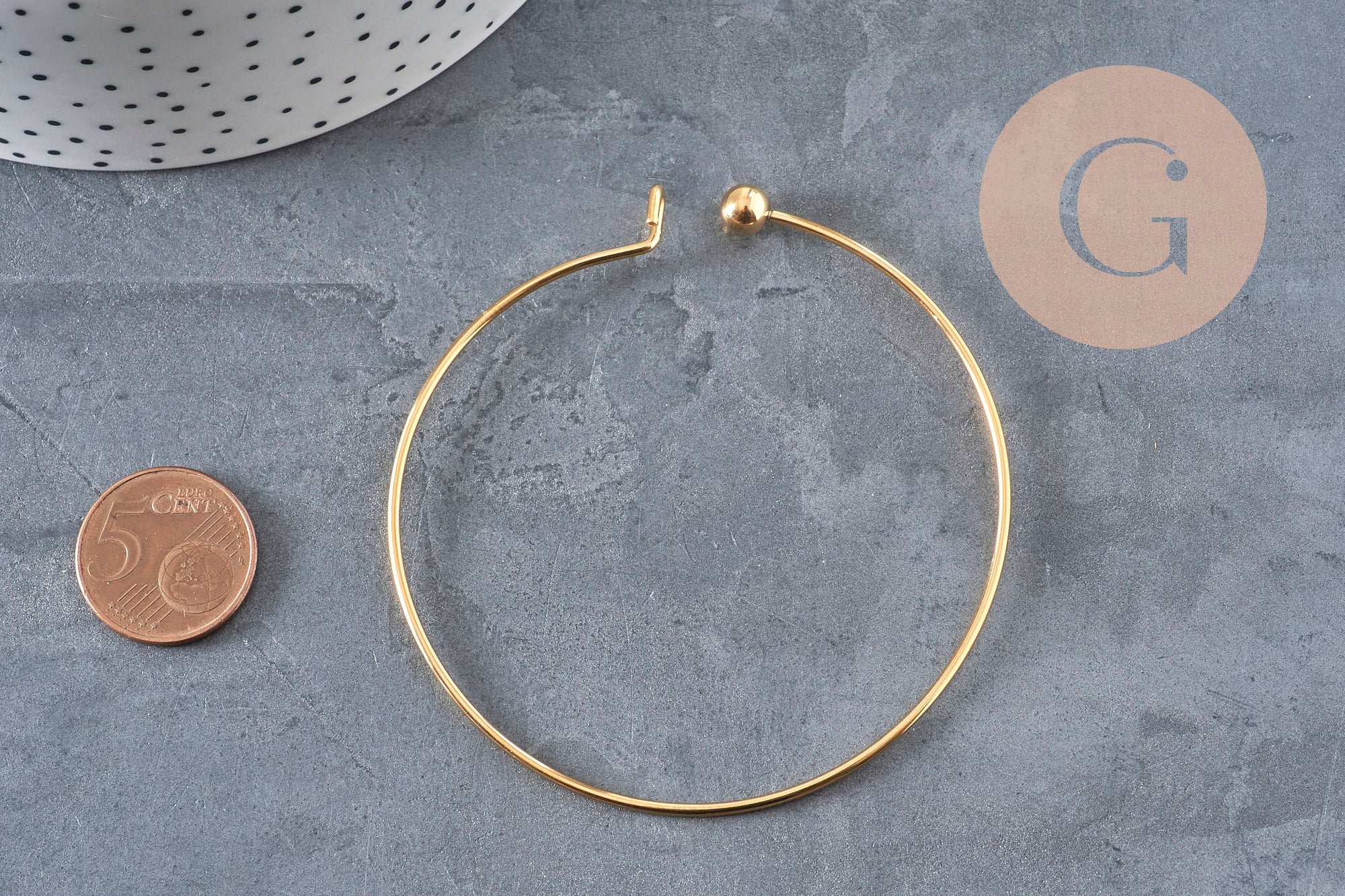 Gingerlily Accessoires G11264 bracelet jonc doré boule 62mm