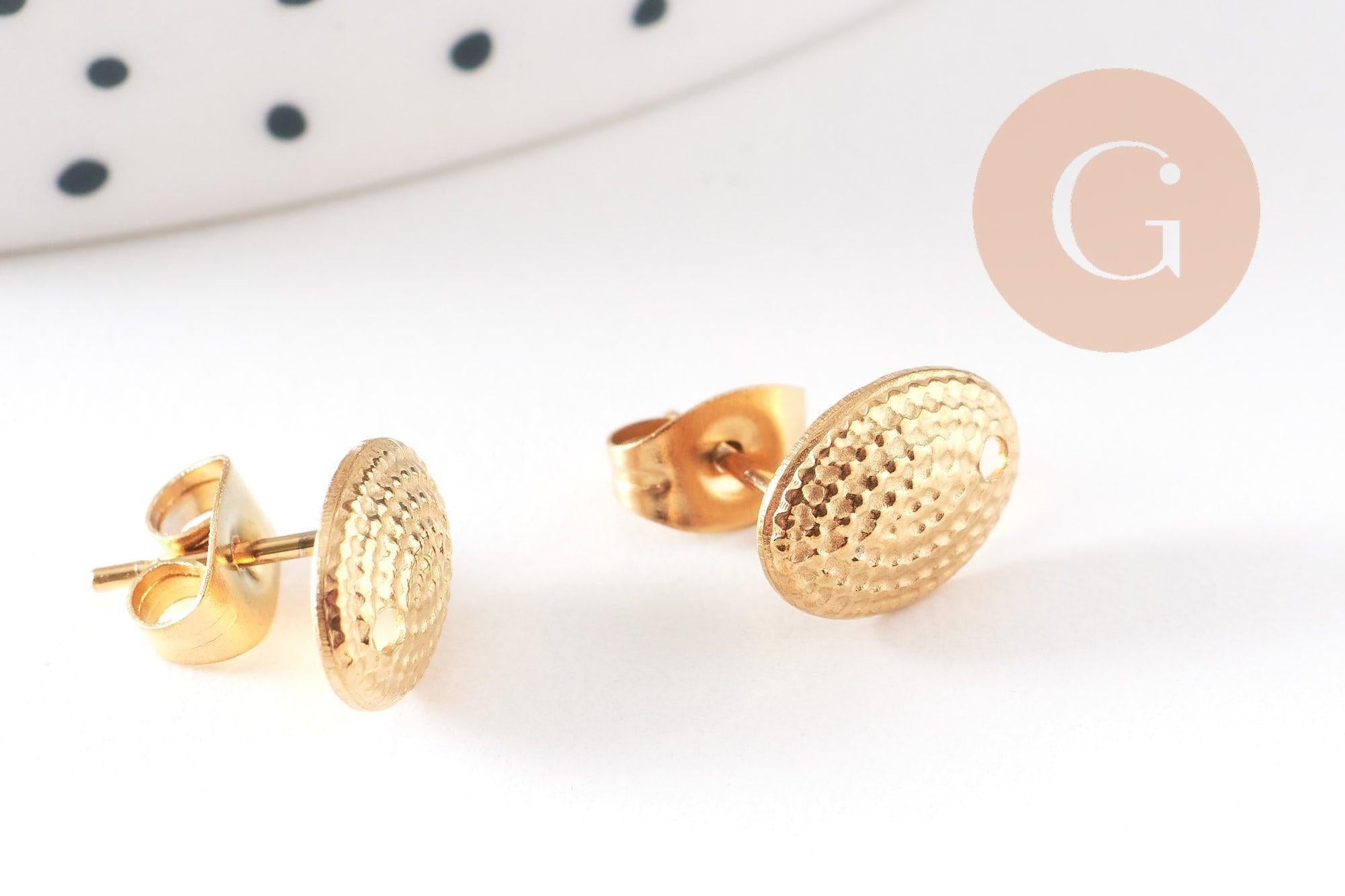 Gingerlily Apprêts clous ovales G10486 acier doré 9,5mm paire
