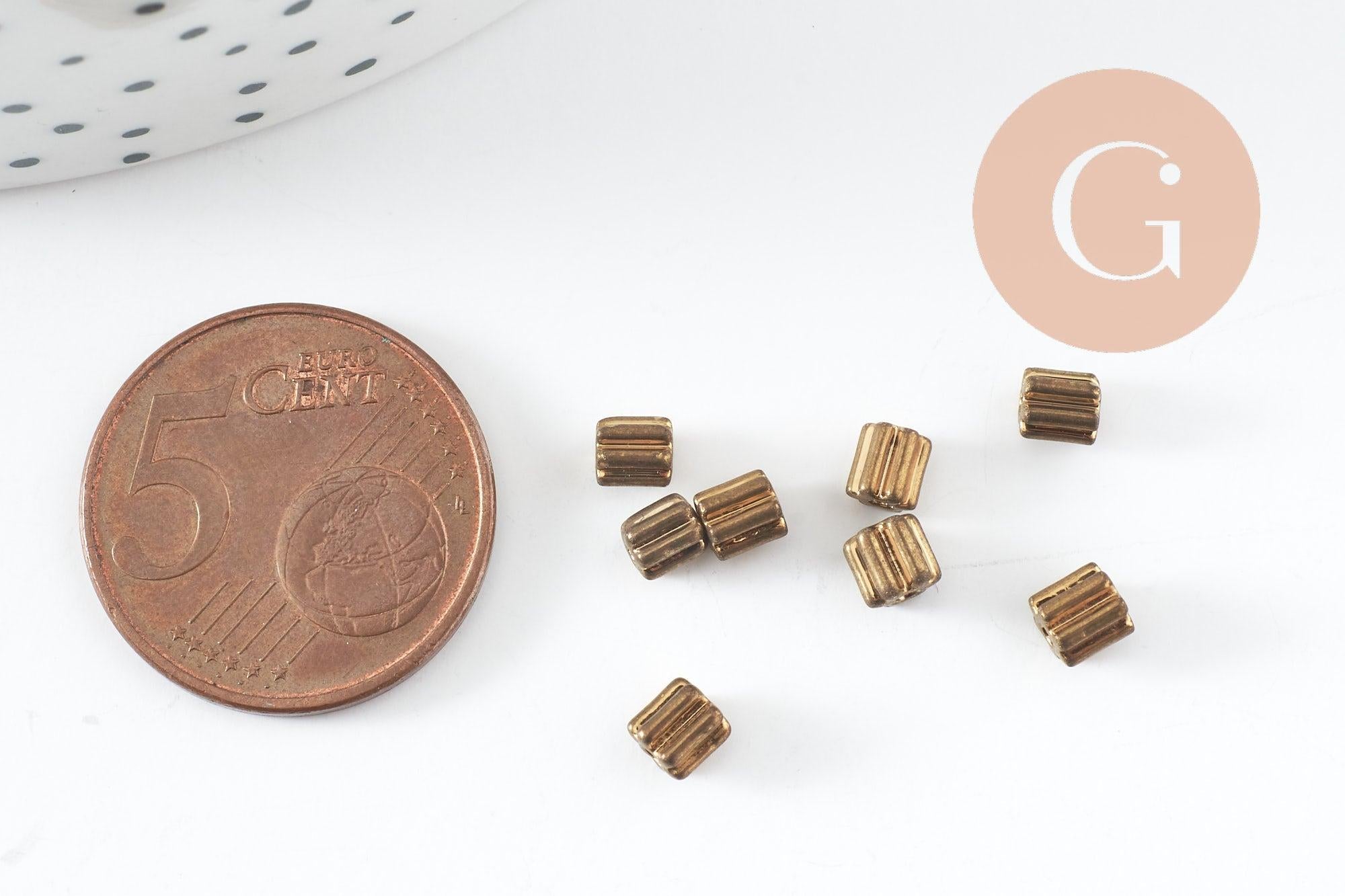 Gingerlily Perles G9885 rocaille tube fleur dorée 3,5mm 10g