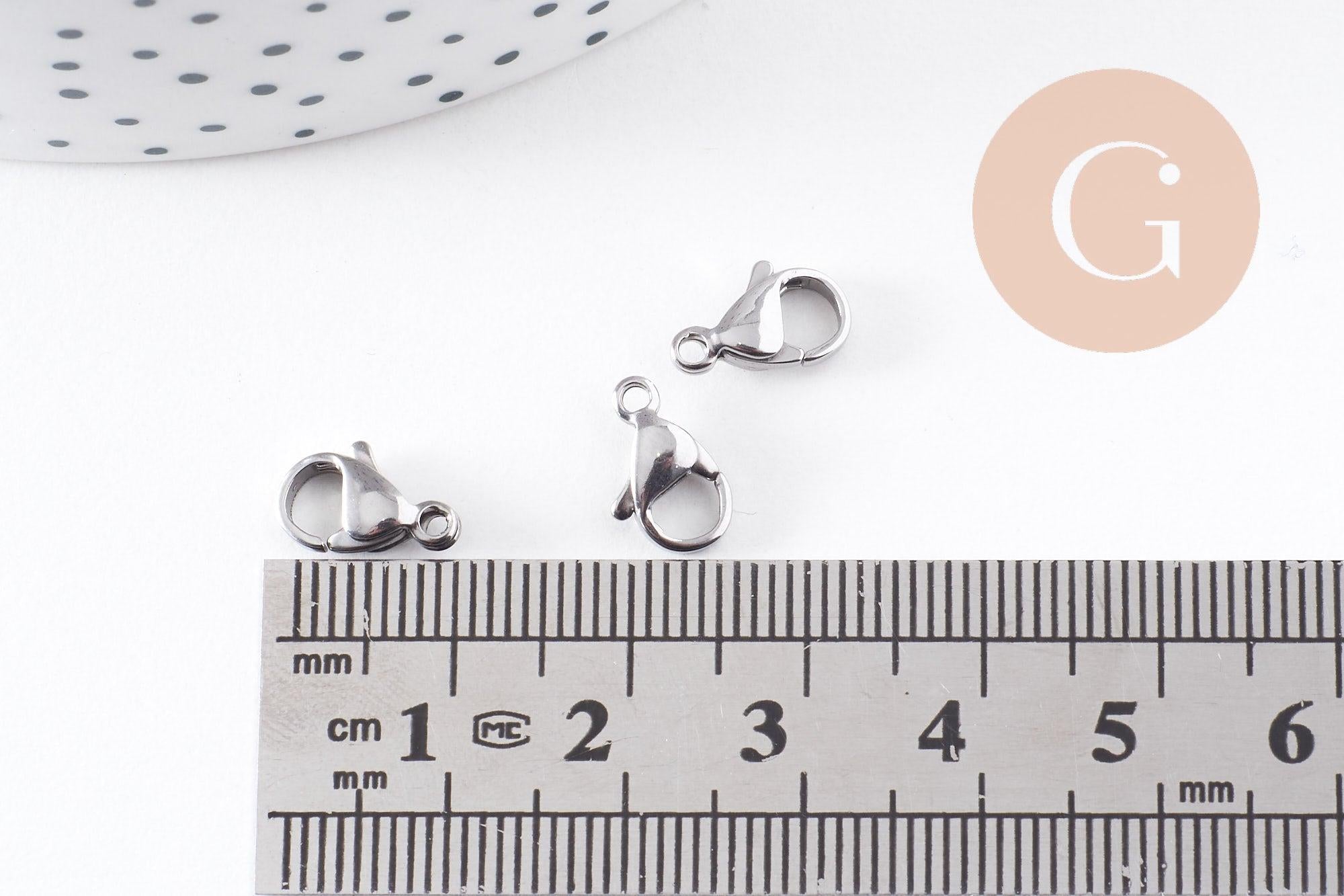 Gingerlily Apprêts fermoir mousqueton acier platine 11mm x10