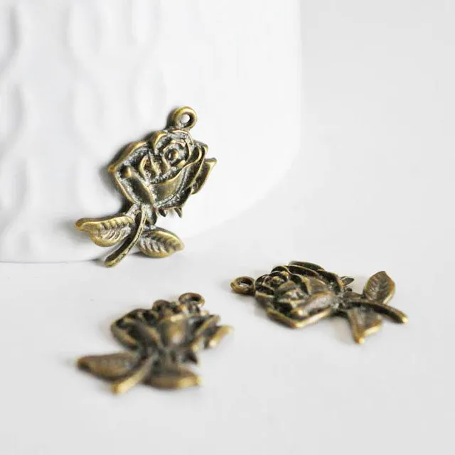 Gingerlily Pendentifs fleur bronze pendentif 2,5cm lot 5 sans nickel