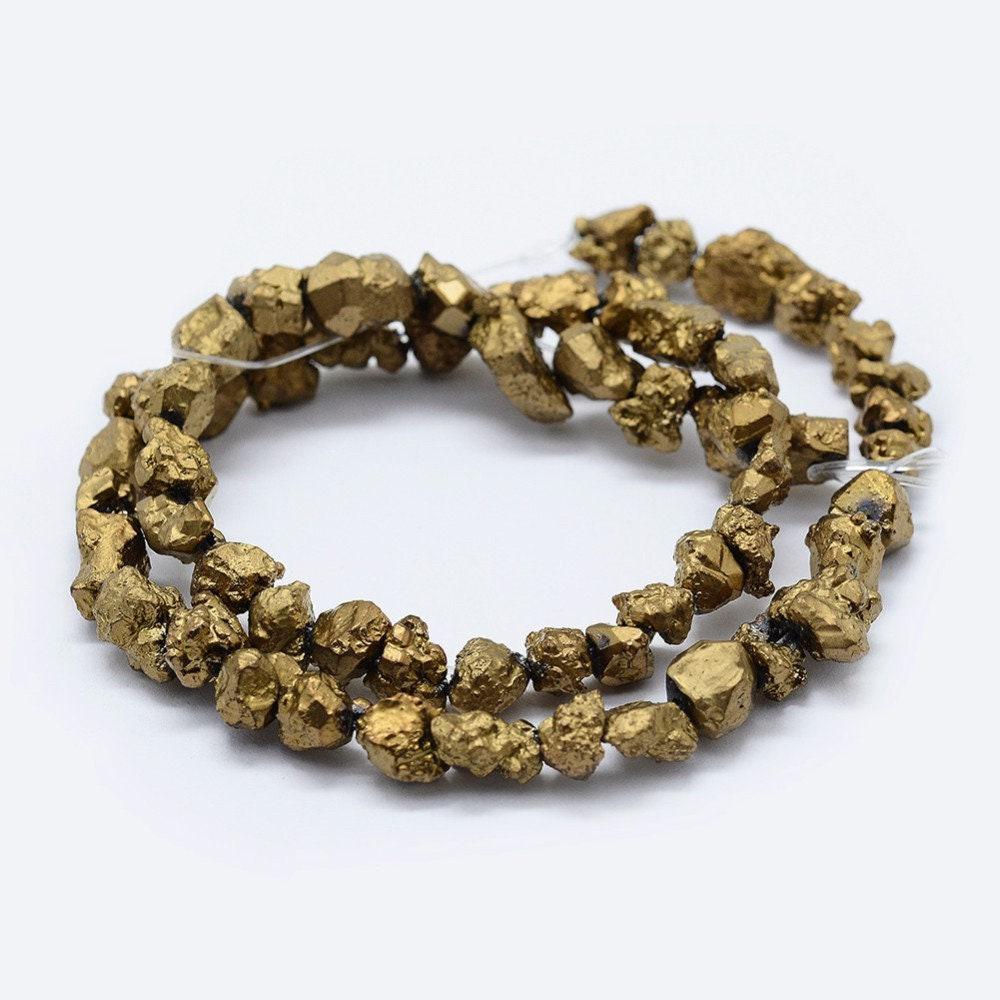Gingerlily Fil quartz brut doré nuggets 8-12mm 40cm