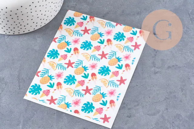 Gingerlily Pâte polymère G10769 feuille transfert vacances 14x10cm