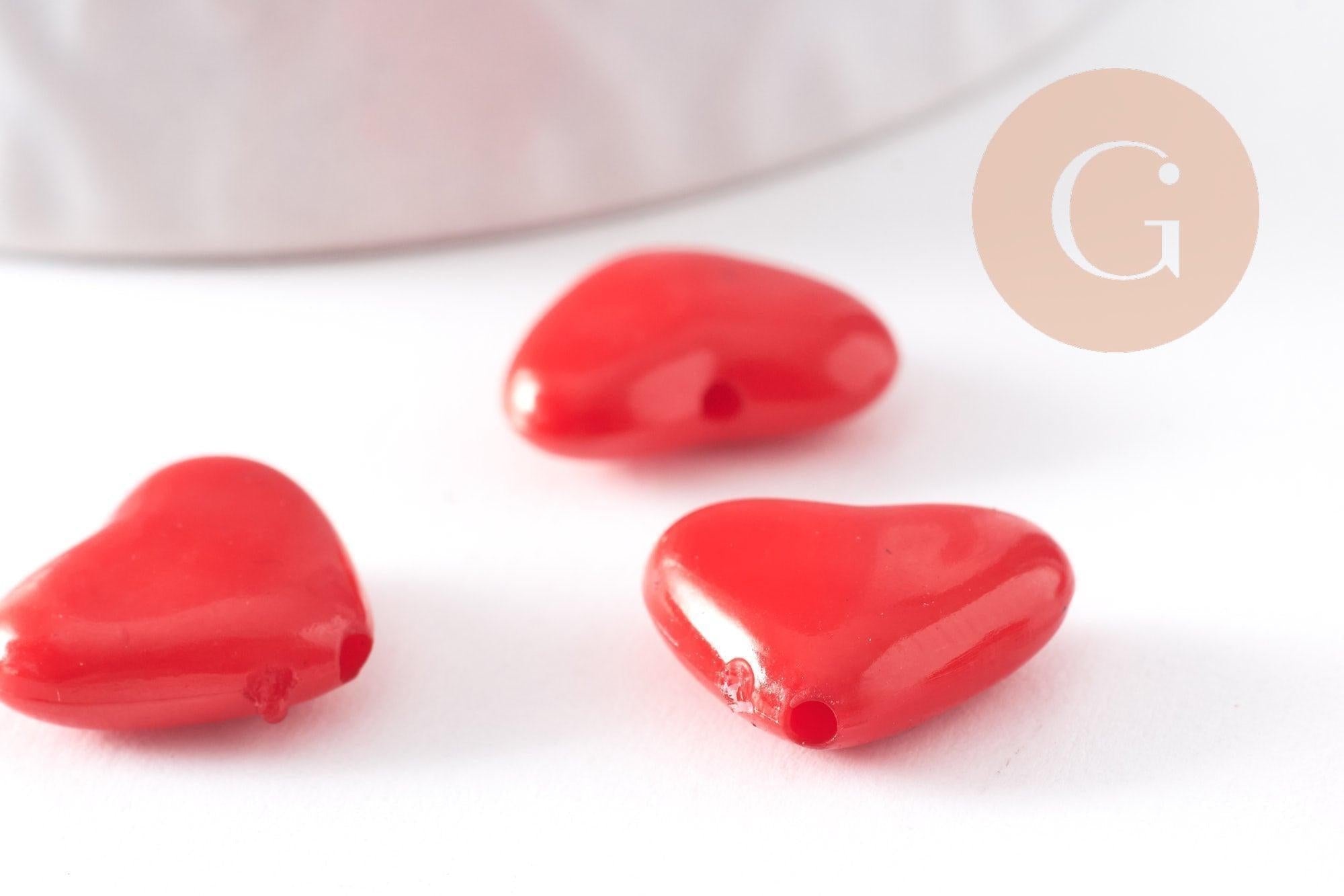 Gingerlily Perles coeur G10405 perle plastique rouge 12mm x5