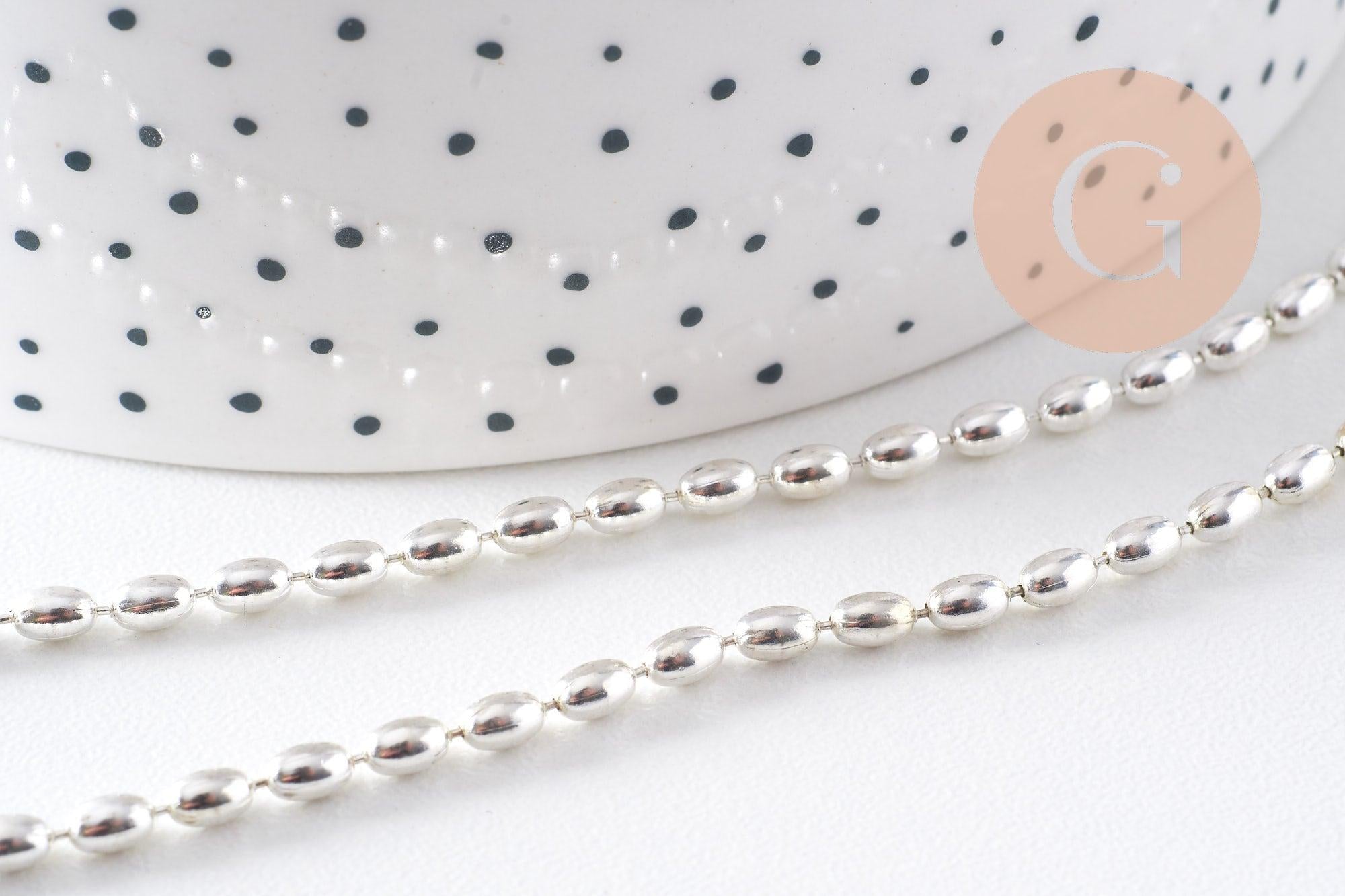 Gingerlily Chaîne boule ovale laiton platine 4.6mm 1m