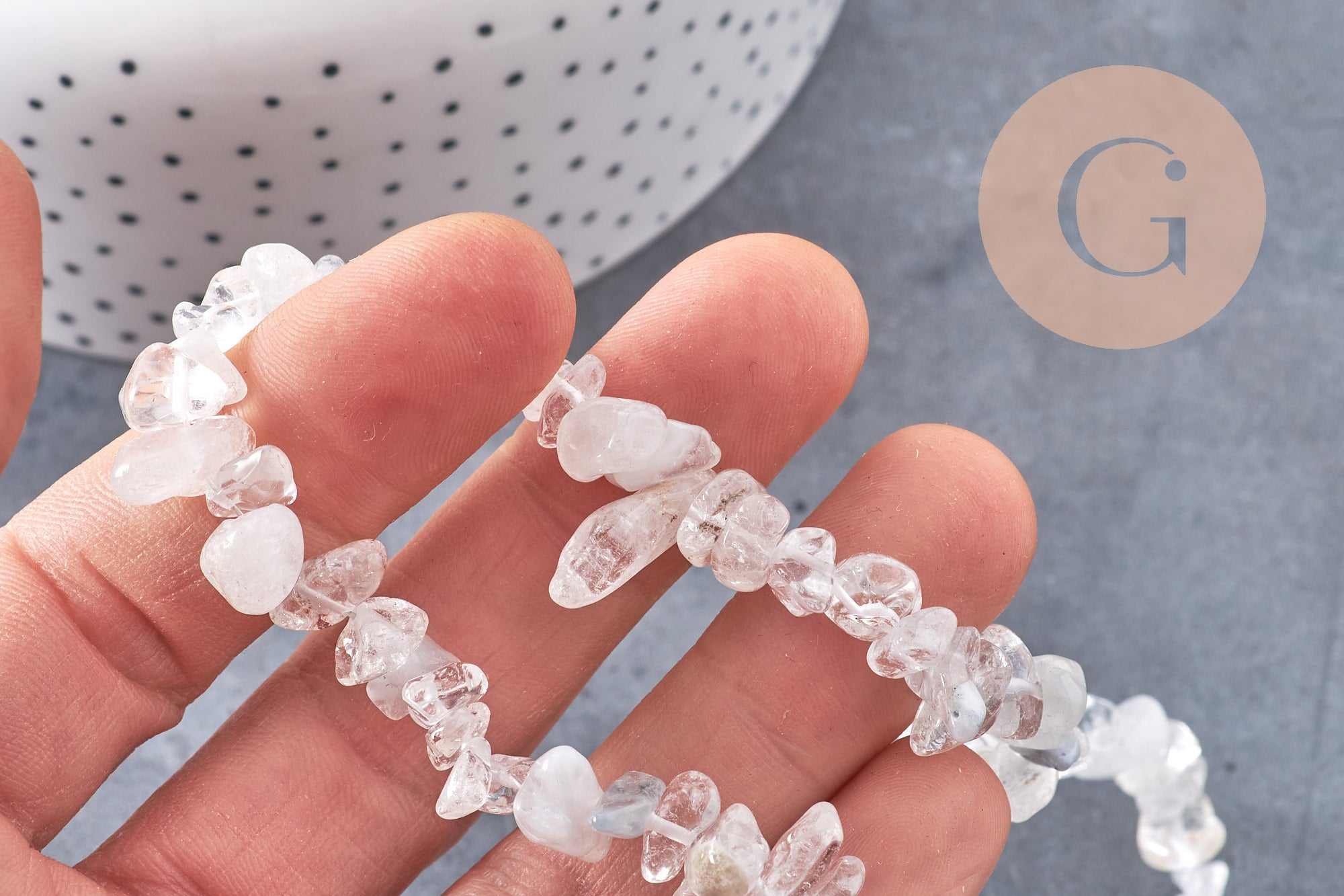 Gingerlily Perles pour bijoux DIY cristal de roche 80cm G10911