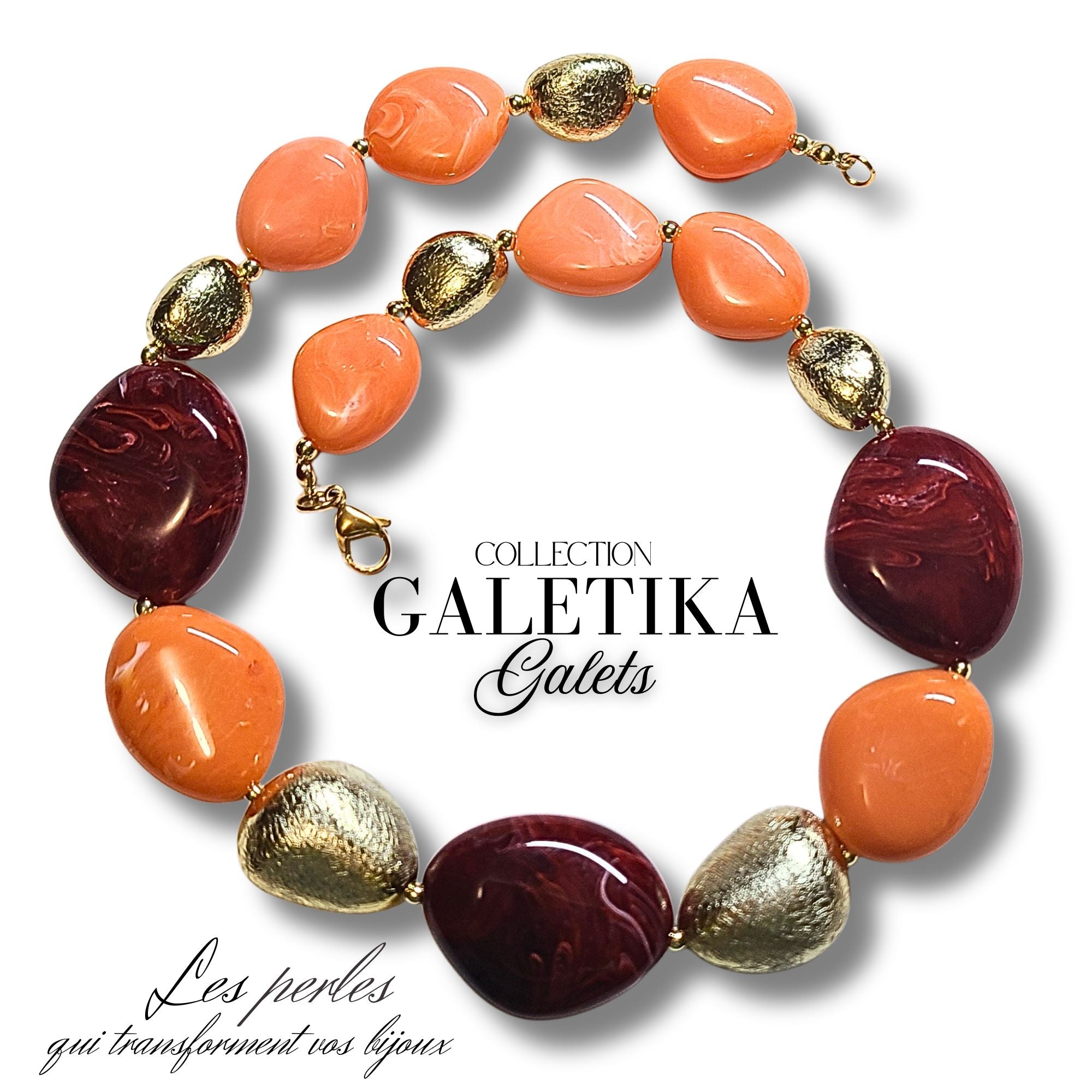 ARTSHOP Galets TIKA 6/23MM galet abricot marbré x1 acrylique