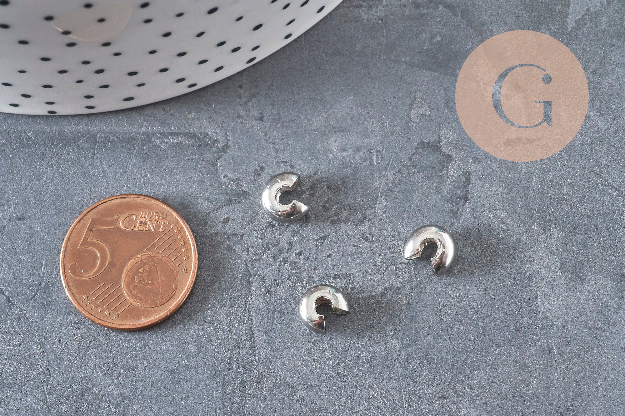 Gingerlily G11177 cache perles à écraser acier platine 8x7mm
