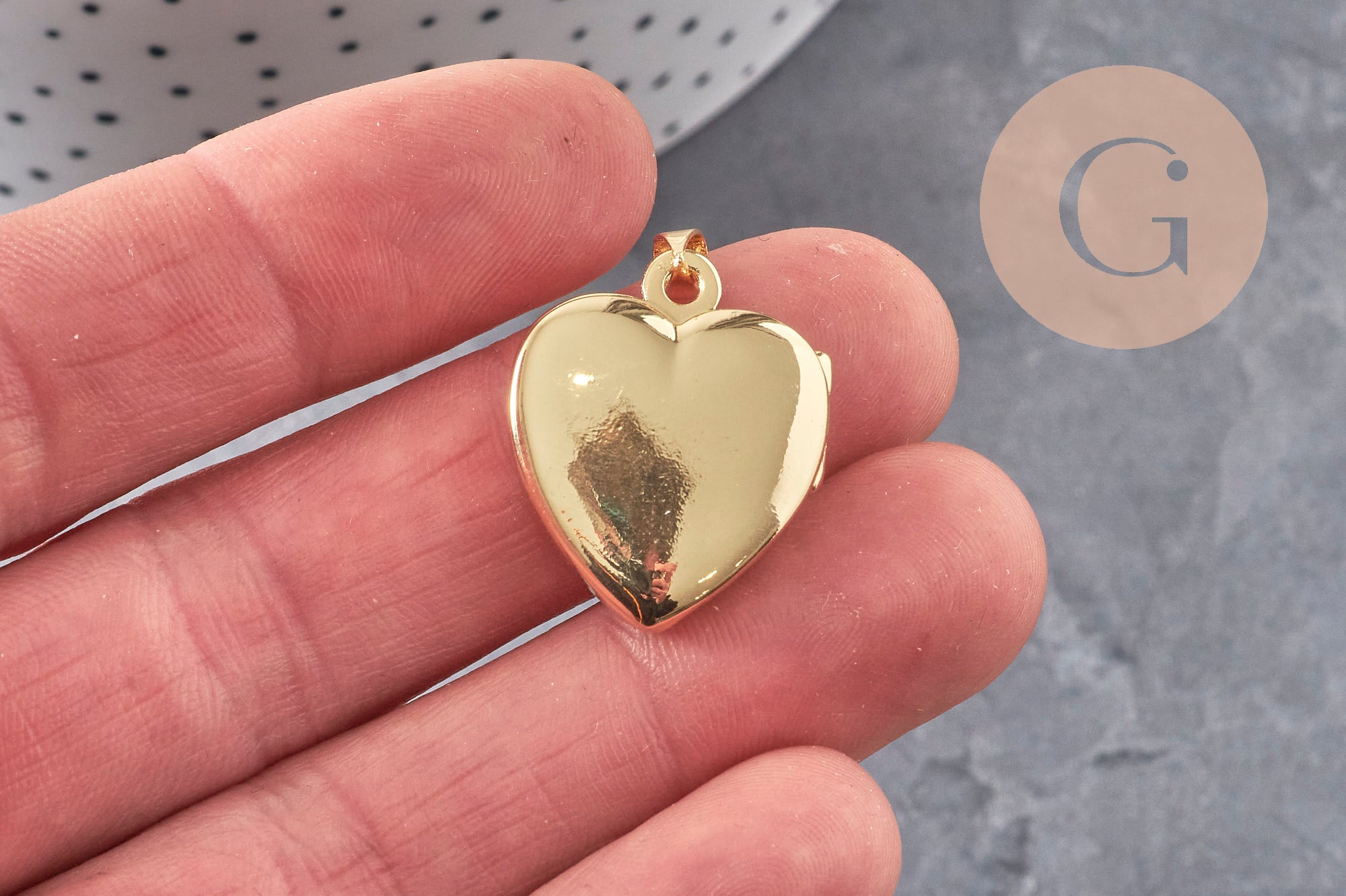 Gingerlily Pendentifs locket cœur doré 20,5mm x1