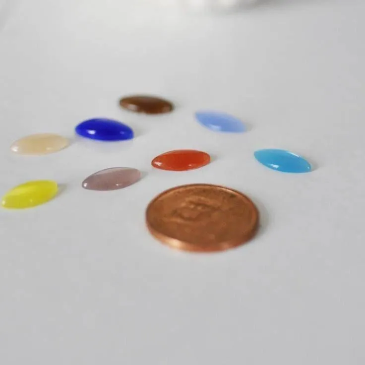 Gingerlily cabochon verre oeil de chat marquise 12x6mm lot 20 multicolore