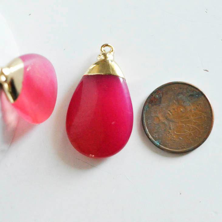Gingerlily G1678 pendentif goutte agate rose doré 32 mm x1