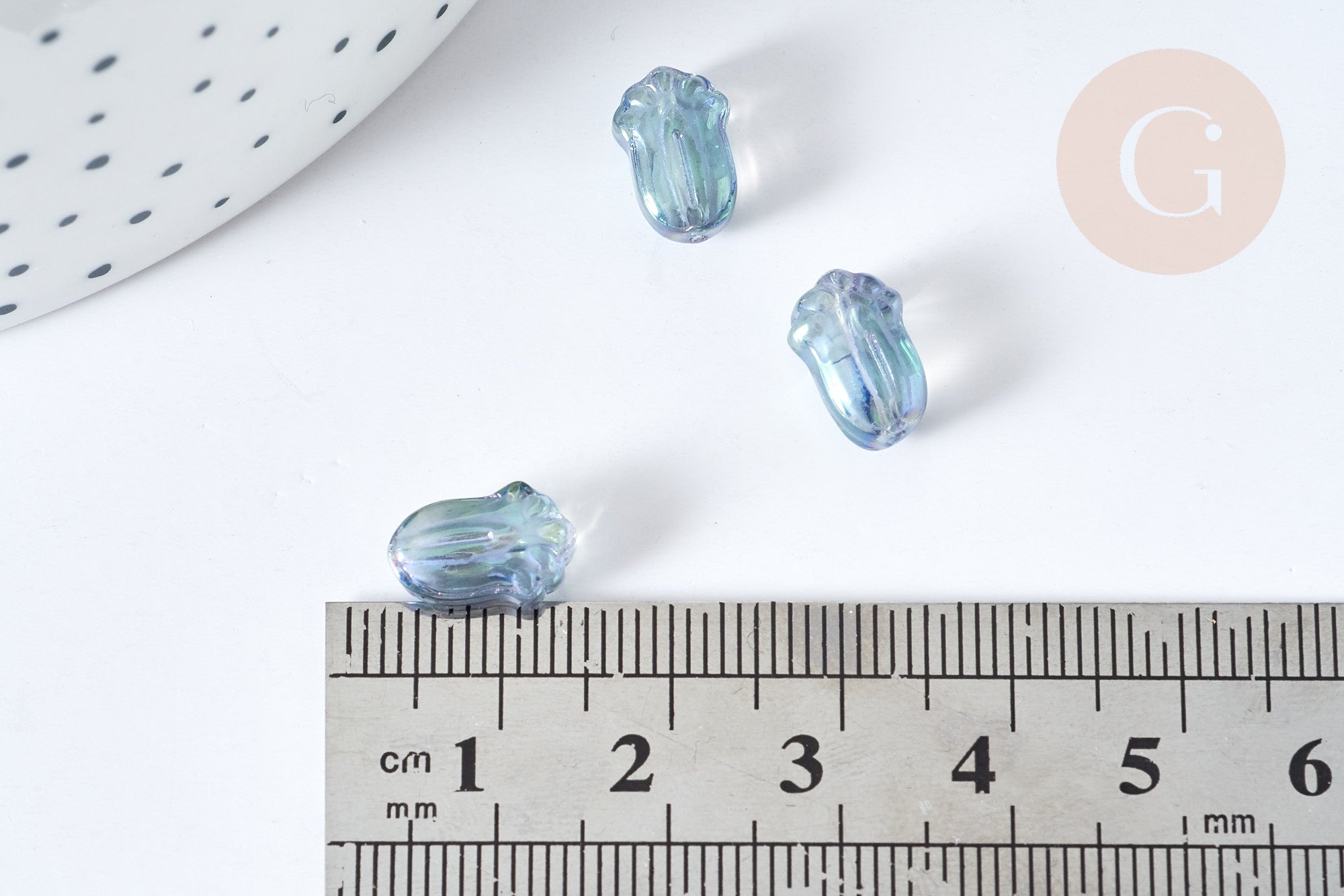 Gingerlily G8108 perles fleur verre bleu violet x10 11mm