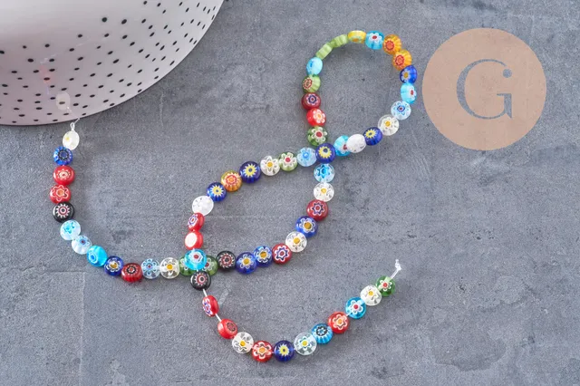 Gingerlily Perles verre millefiori 6mm fil 35.8cm