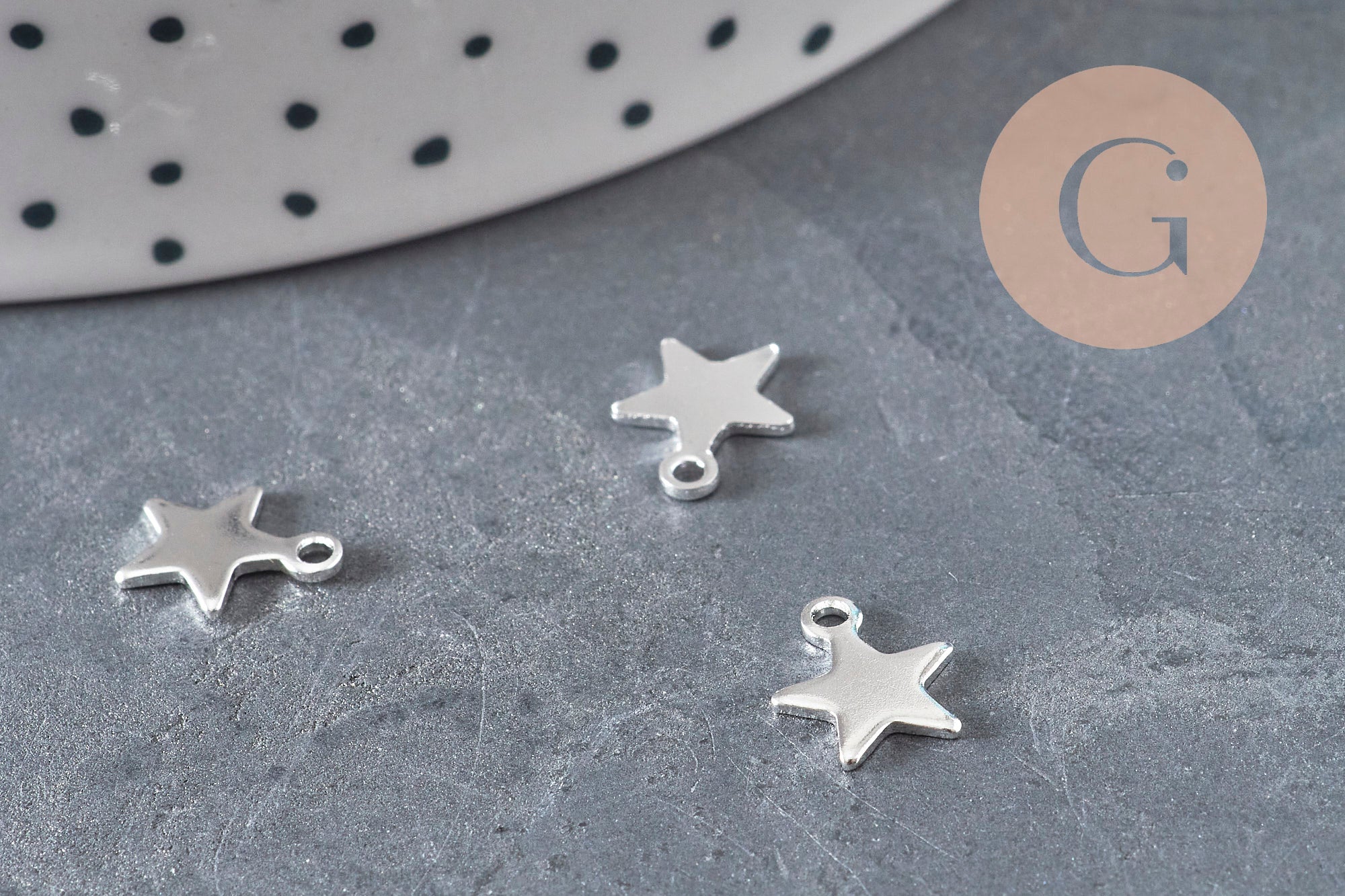 Gingerlily Perles Pendentifs DIY breloque étoile G11172 argent 10mm