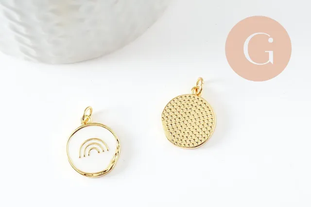 Gingerlily G9733 pendentif médaille arc-en-ciel blanc 18mm