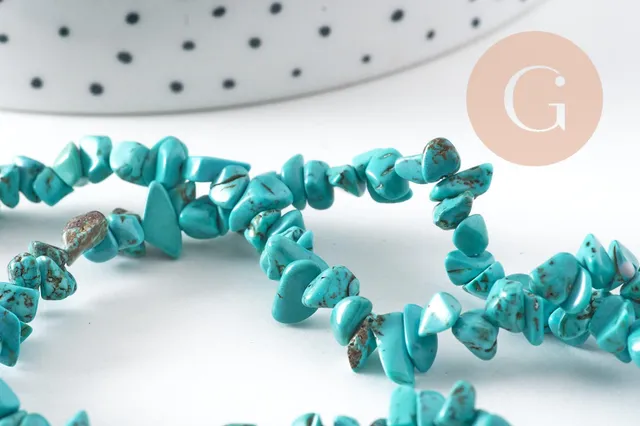 Gingerlily Turquoise G10910 chips pierre fil 83 cm 5-8 mm
