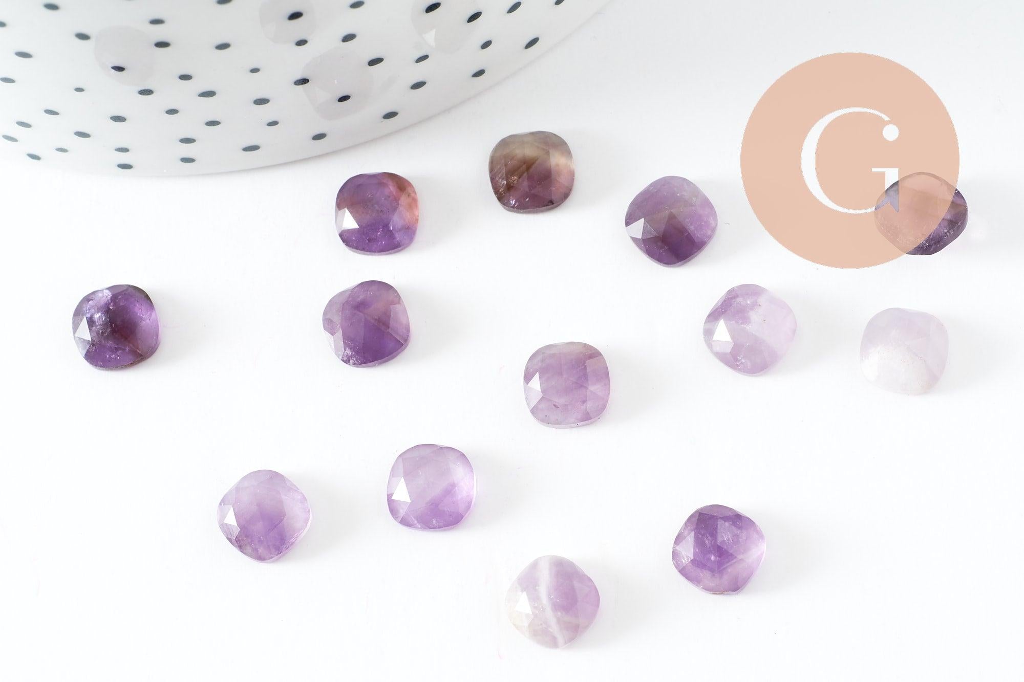 Gingerlily cabochon améthyste carré 8x8mm pierre naturelle