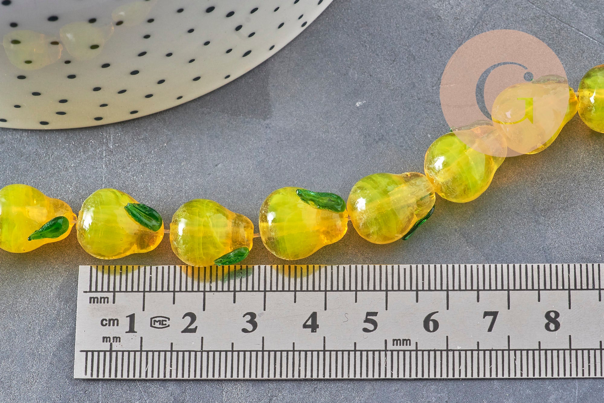 Gingerlily Perles G11021 perle poire verre tchèque jaune fil 28cm