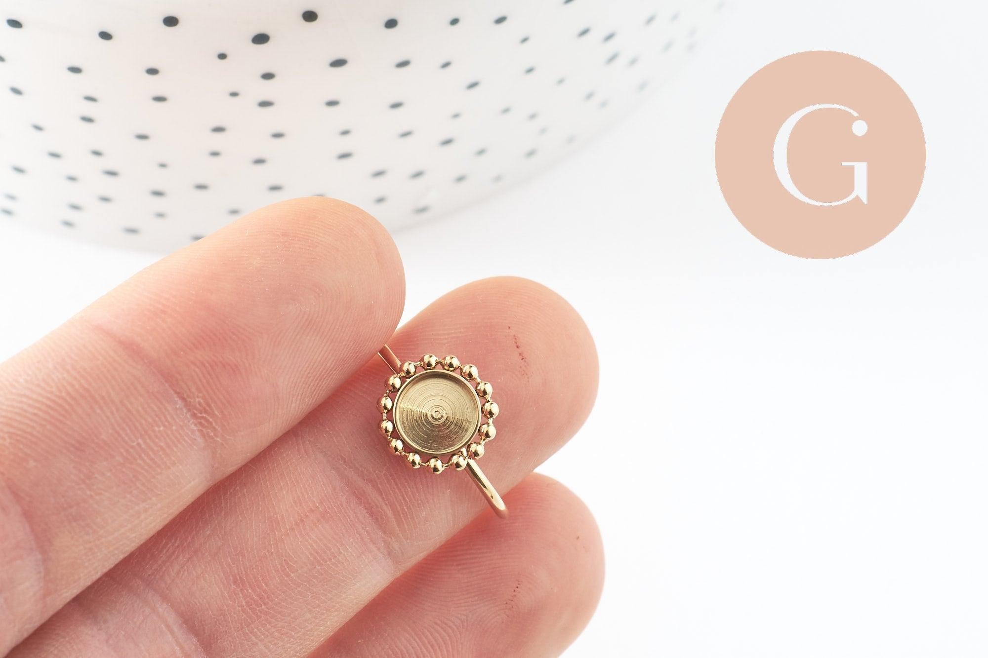 Gingerlily G9776 bague fleur acier dore cabochon 6mm