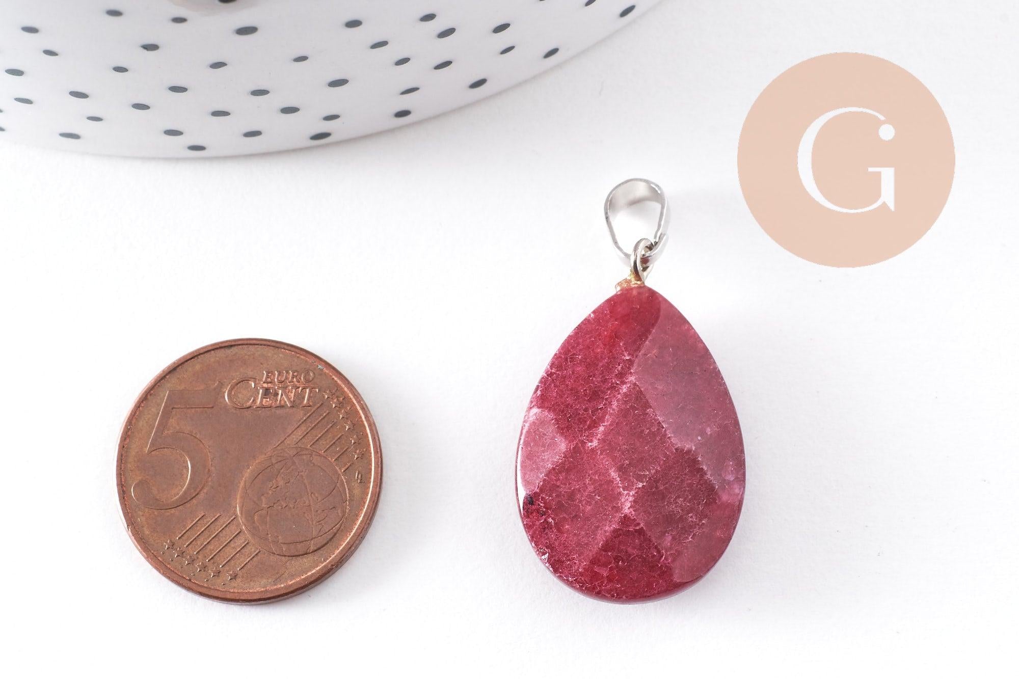 Gingerlily G10234 pendentif goutte jade bordeaux 27,5 mm