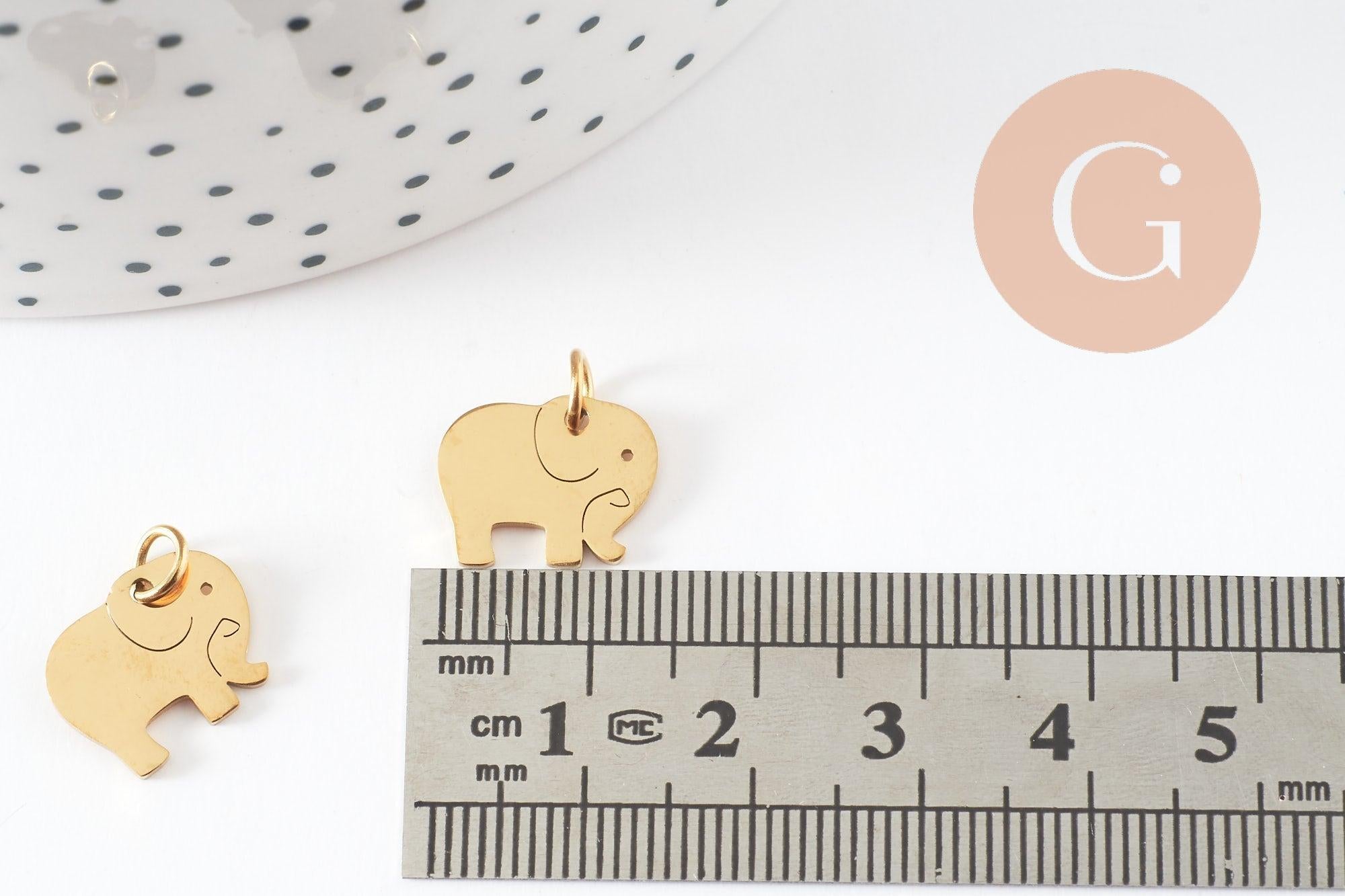 Gingerlily éléphant G9838 pendentif acier doré 11 mm x1