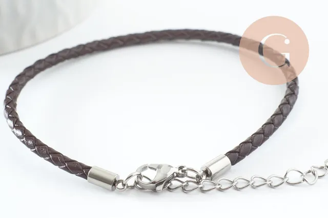 Gingerlily Accessoires bracelet cuir cacao acier 21.5cm x1
