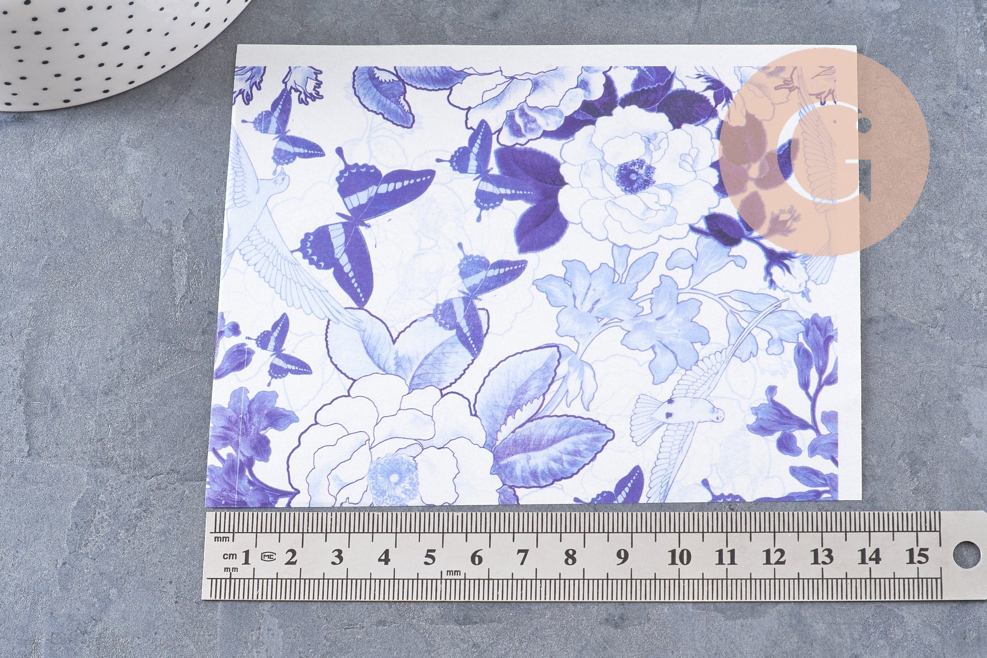 Gingerlily Pâte polymère G10778 feuille transfert Jouy bleu 14x10 cm
