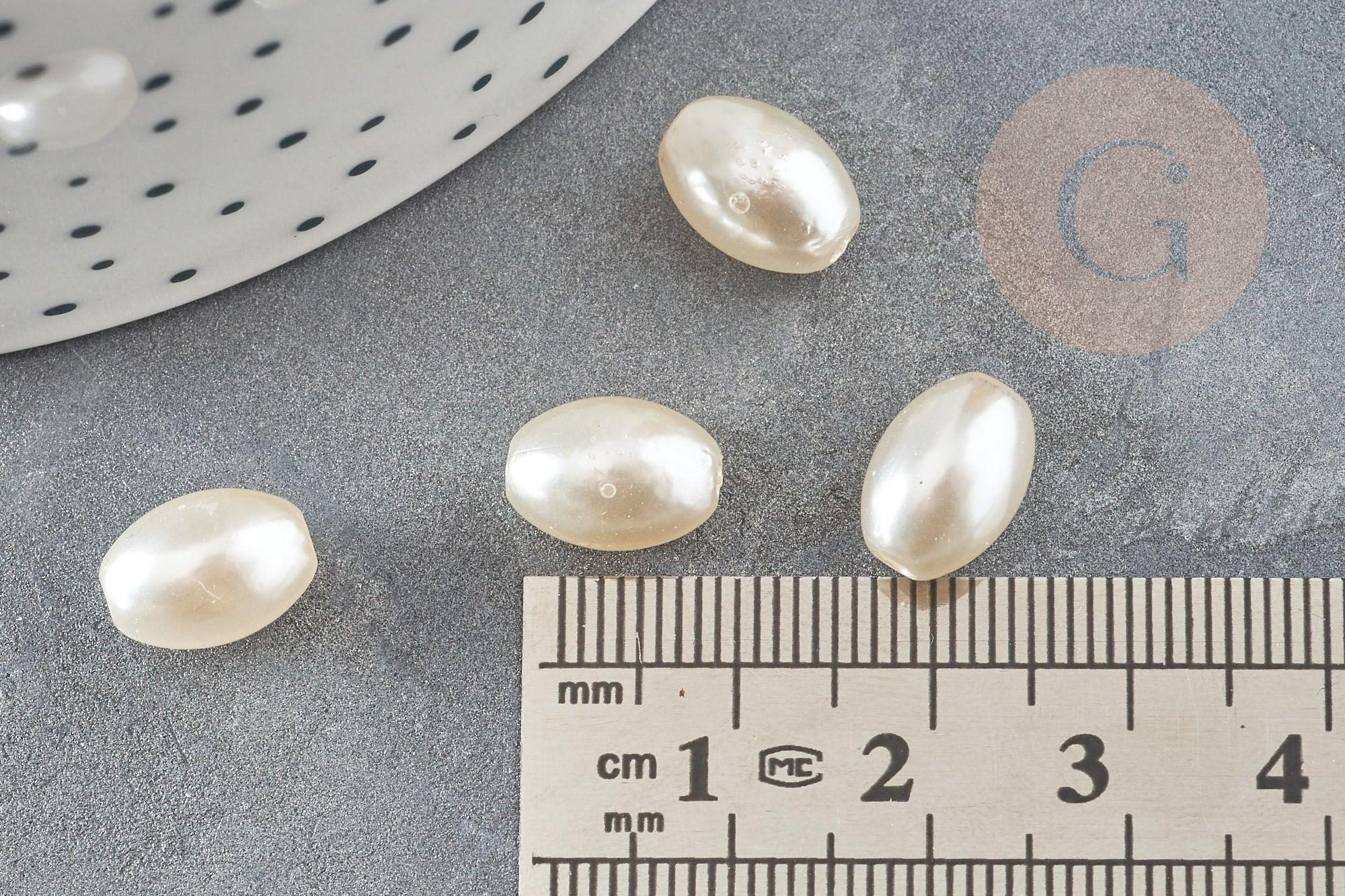 Gingerlily Perles ovale acrylique beige 11mm x5 imitation nacre