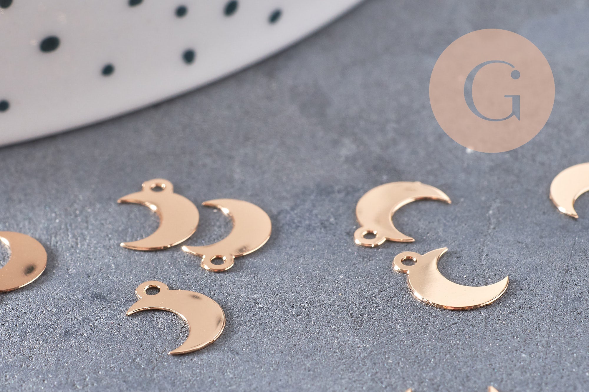 Gingerlily Pendentifs DIY Pendentif lune G10554 laiton doré 9 mm x10