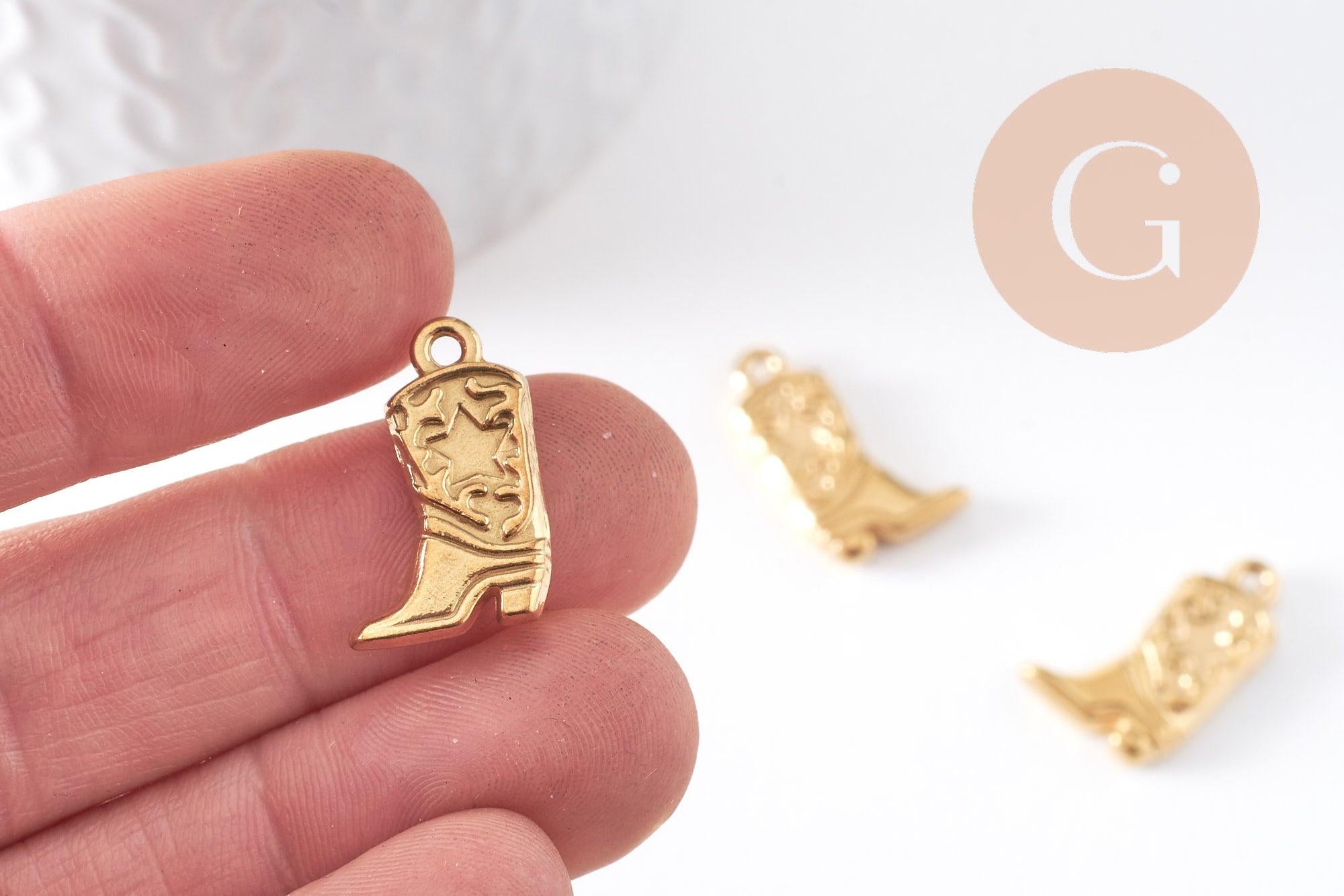 Gingerlily G10409 pendentif botte cow-boy acier doré 20mm