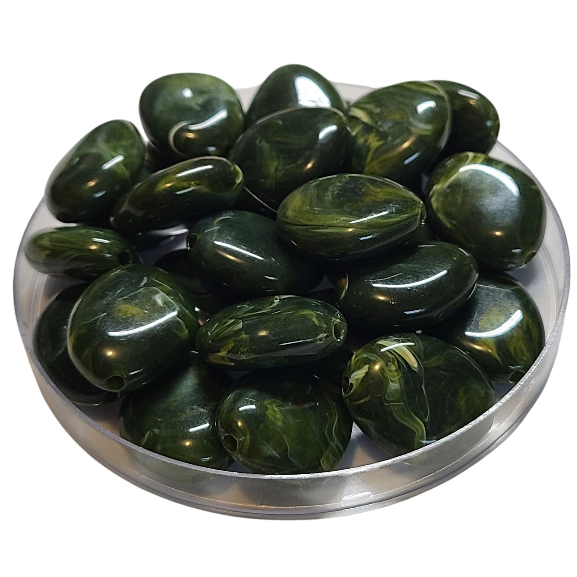 ARTSHOP Galets TIKA 27 perle galet vert mousse marbré x1