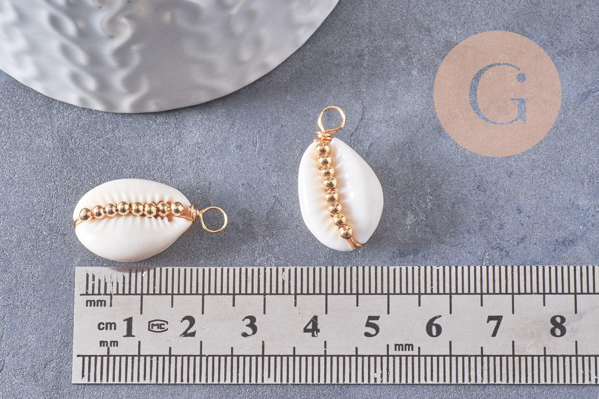 Gingerlily Perles pour bijoux DIY pendentif cauri blanc x2 24-30mm