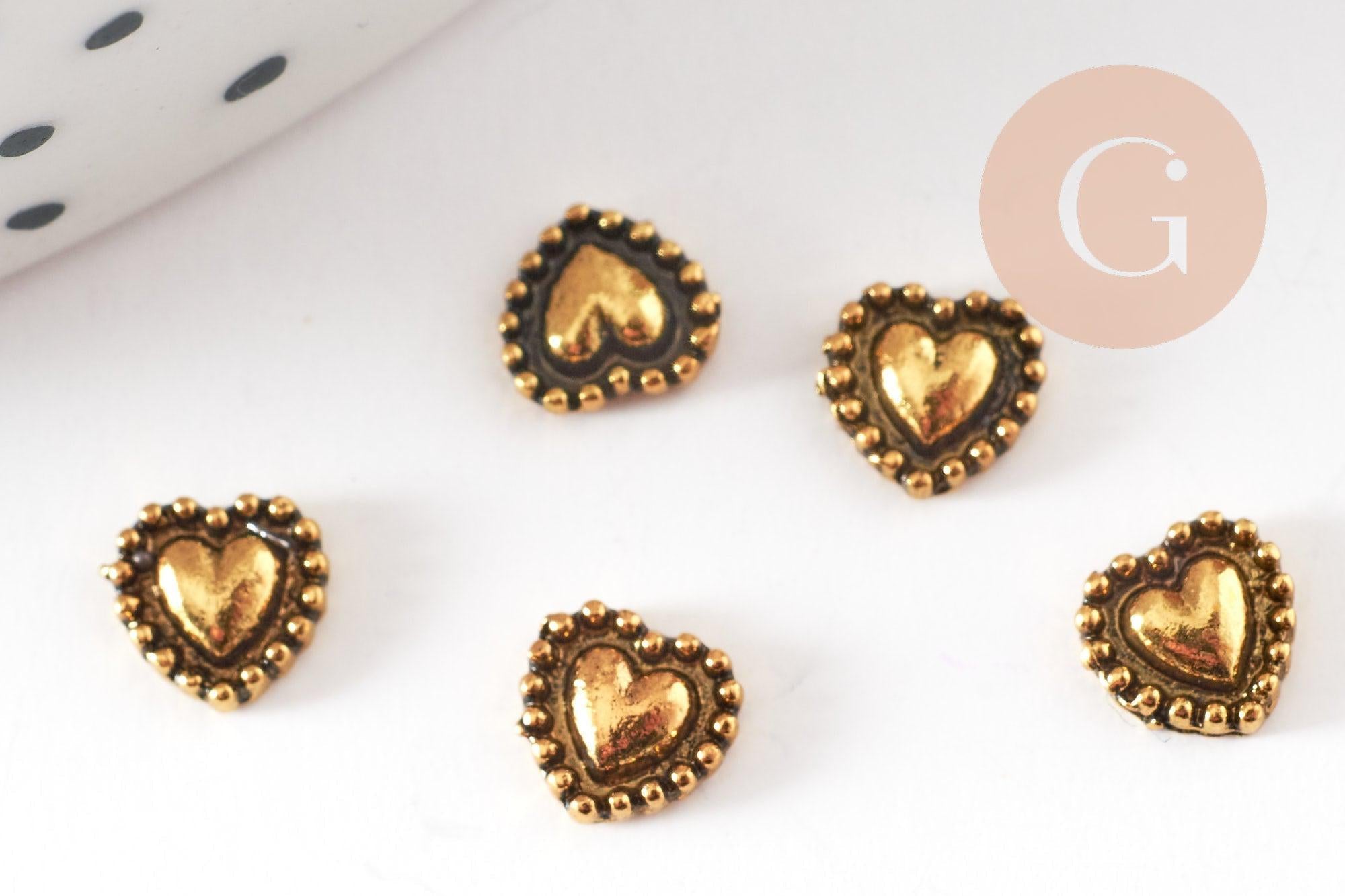 Gingerlily G9384 charm coeur zamac doré 5mm à coller