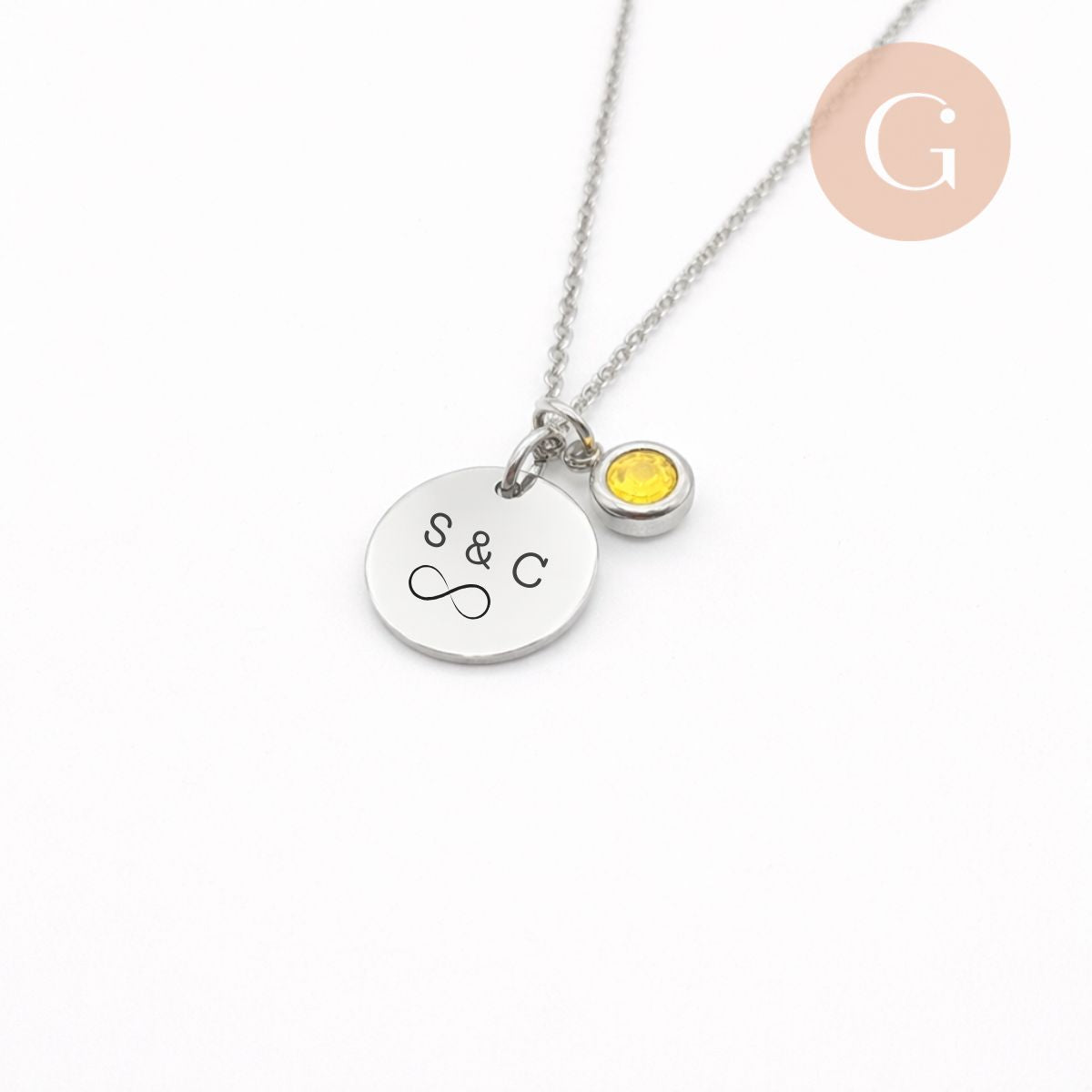 Gingerlily Bijoux personnalisés G11101 collier médaille or pierre naissance