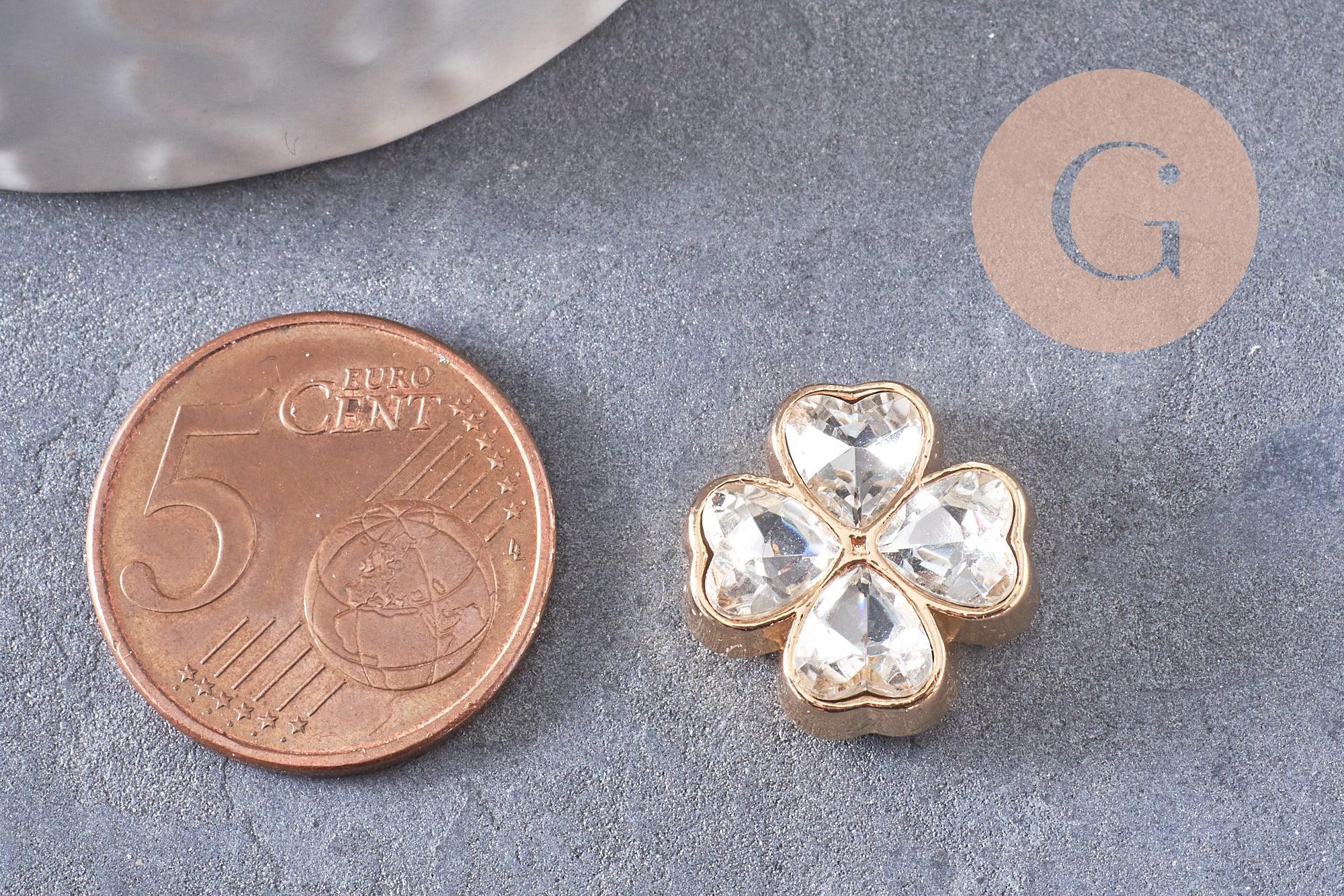 Gingerlily Perle trèfle 4 feuilles zamac zircons 16mm x1