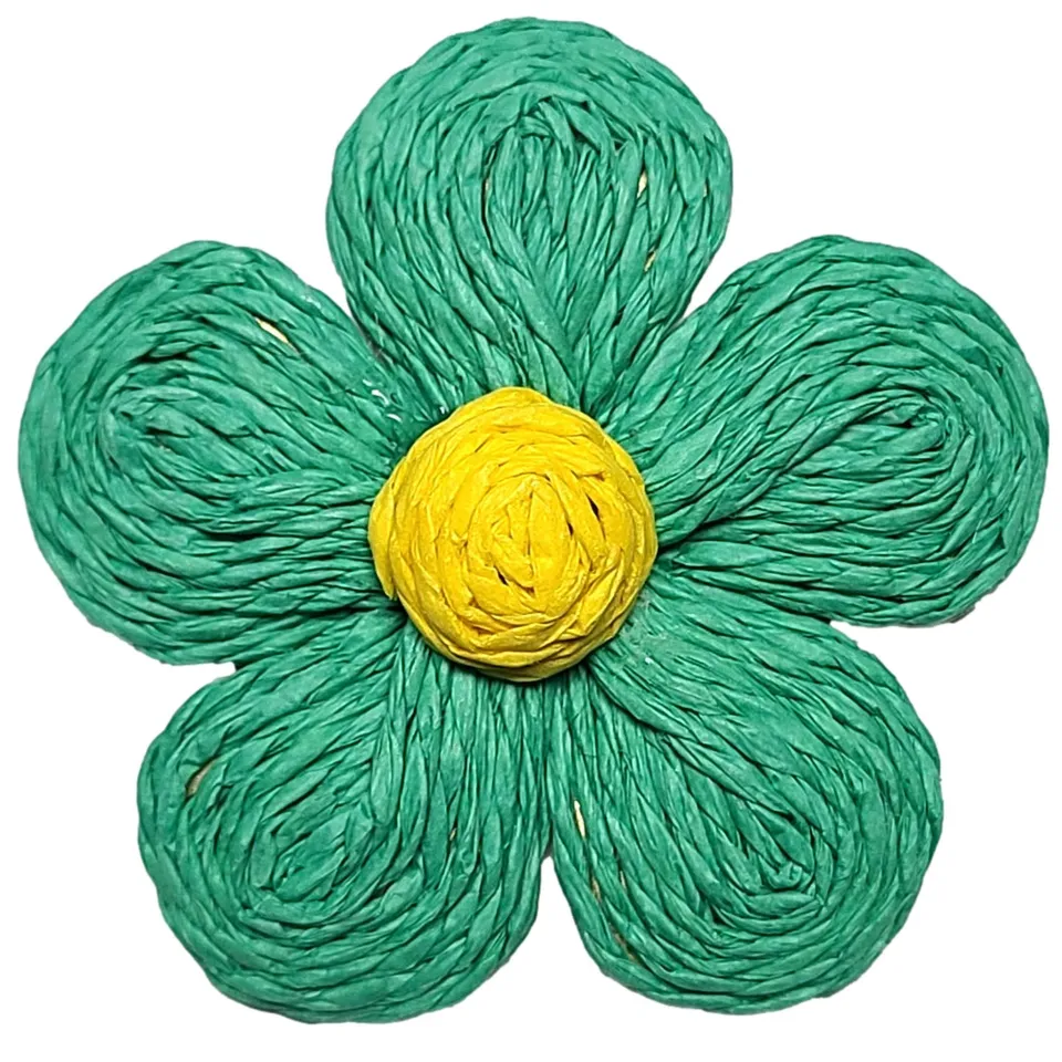 ARTSHOP Flower power fleur marguerite raphia Malachite 55 mm
