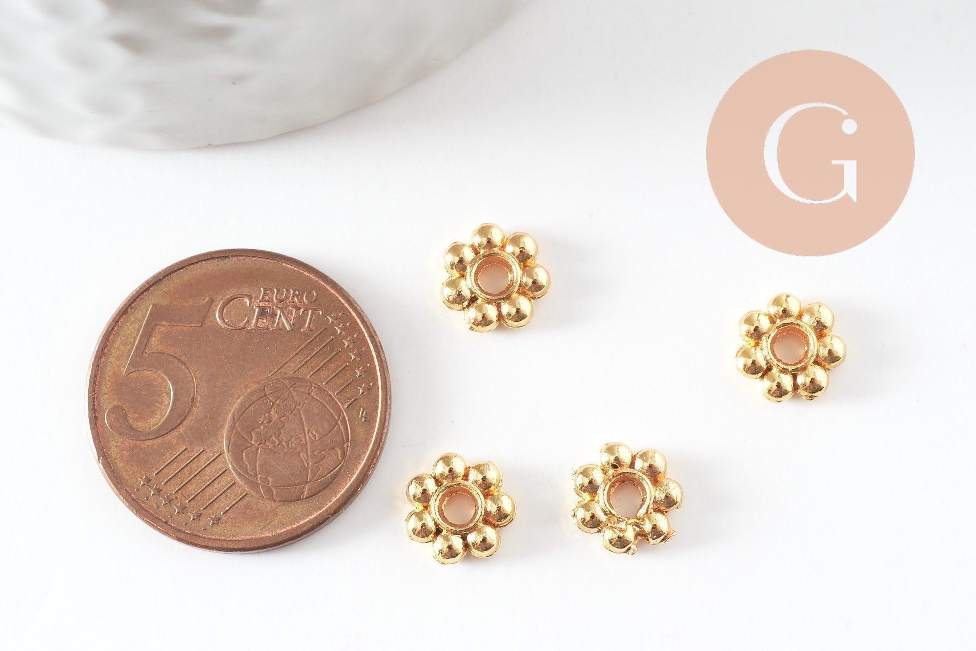Gingerlily G9542 perles rondelles fleurs dorées 7,5mm x20