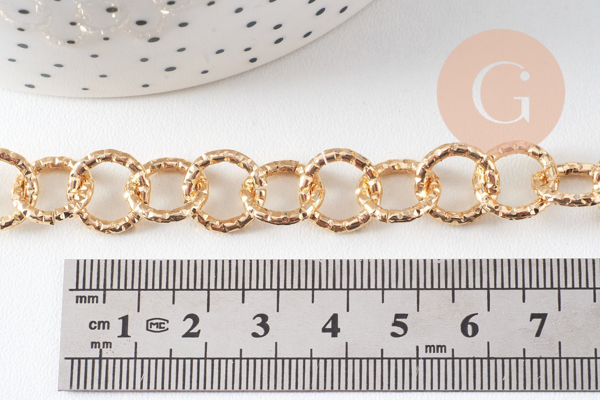 Gingerlily Chaîne maille rolo alu doré 11,5 mm 1 mètre
