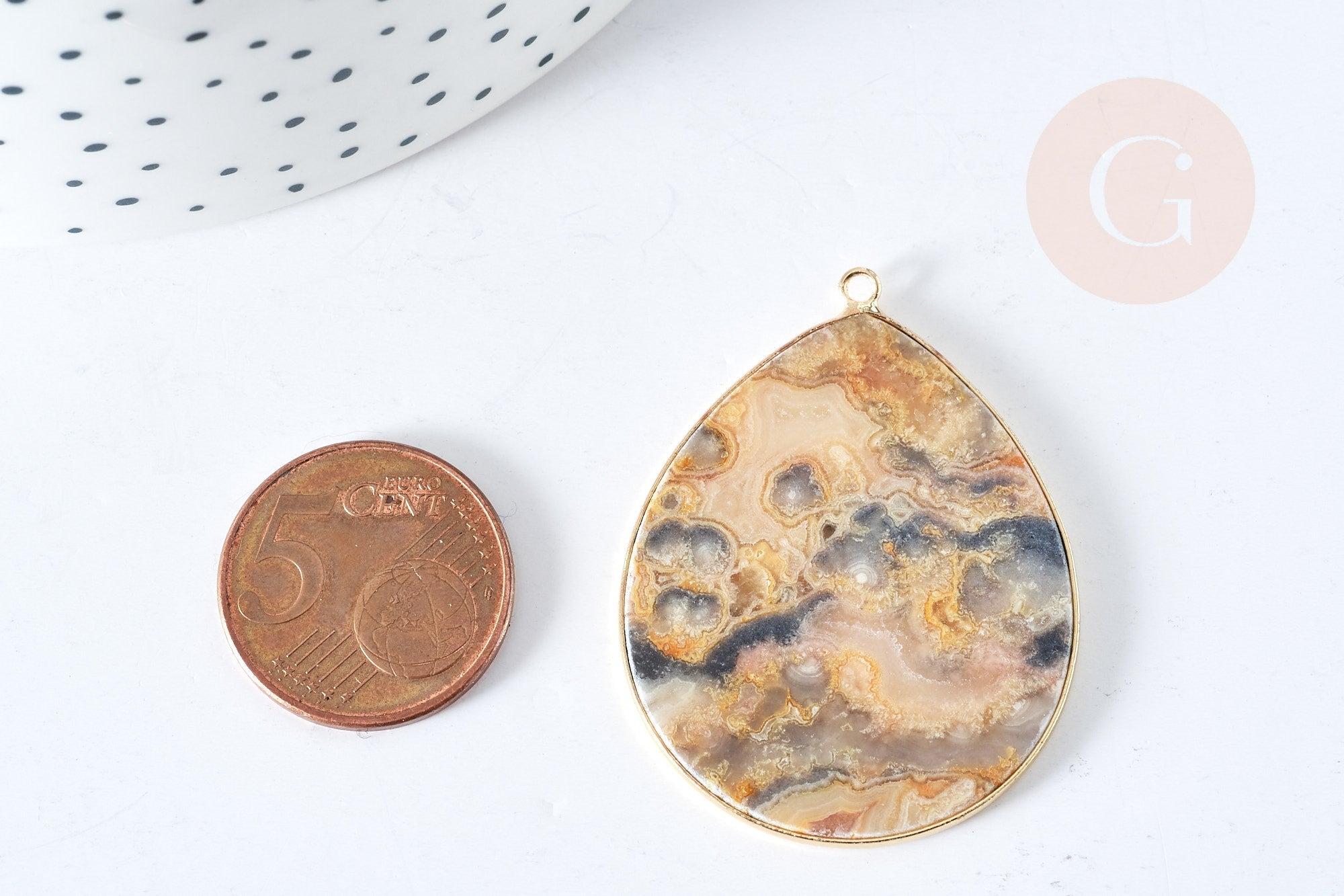 Gingerlily G8371 pendentif goutte agate folle 56-62mm x1