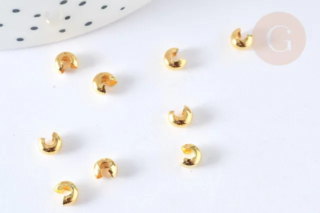 Gingerlily Apprêts Caches perles à écraser laiton doré 4mm x50