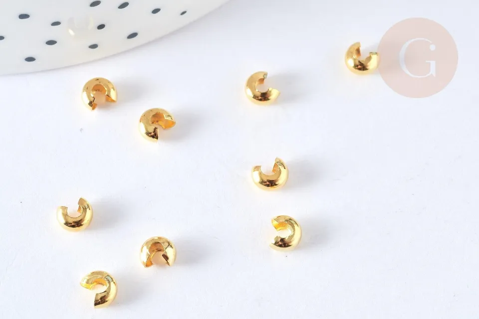 Gingerlily Apprêts Caches perles à écraser laiton doré 4mm x50